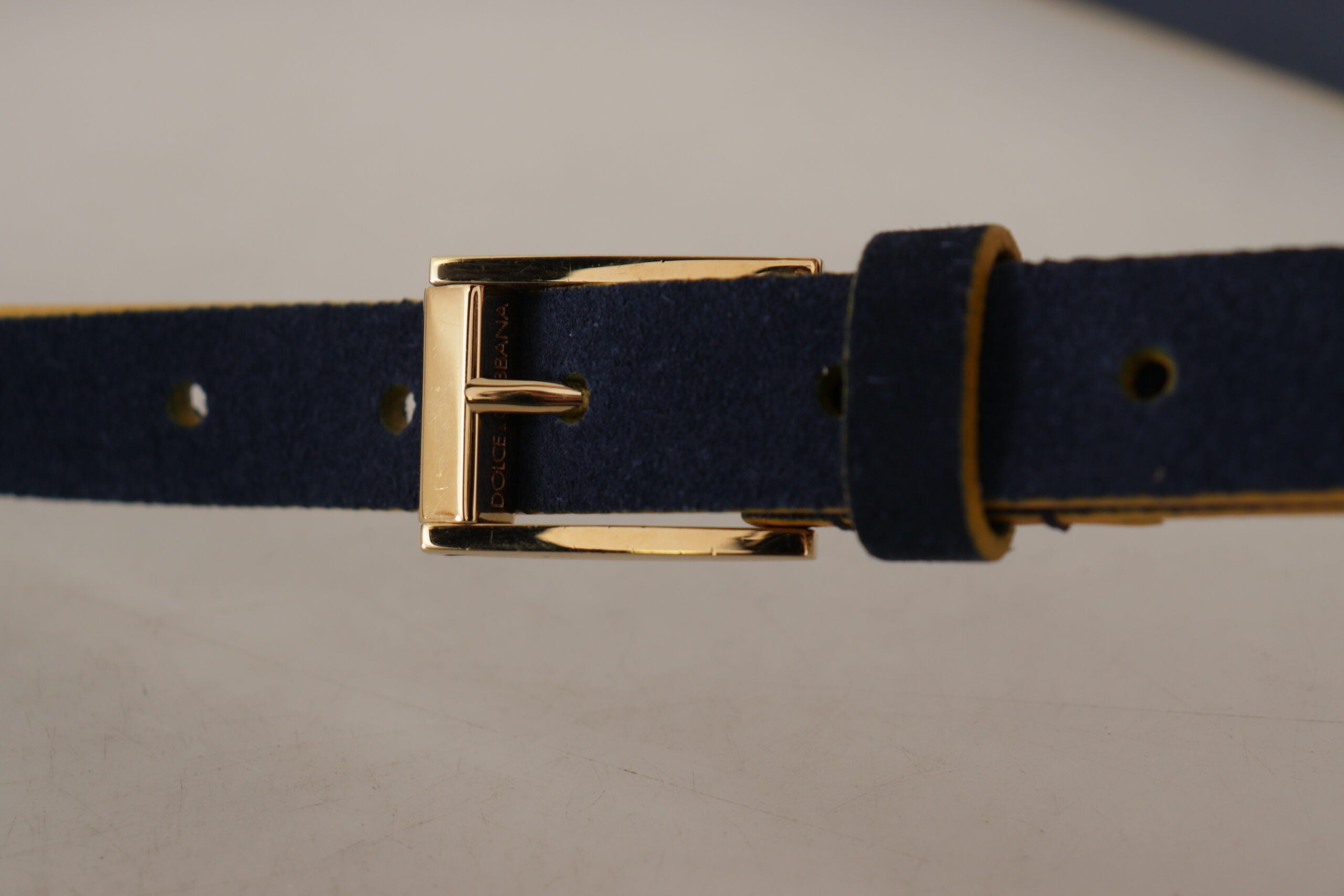 Dolce & Gabbana Chic Blue Suede Logo Buckle Belt - Luksusmuotia Dolce & Gabbana - Tutustu YVES JAVANNI® 