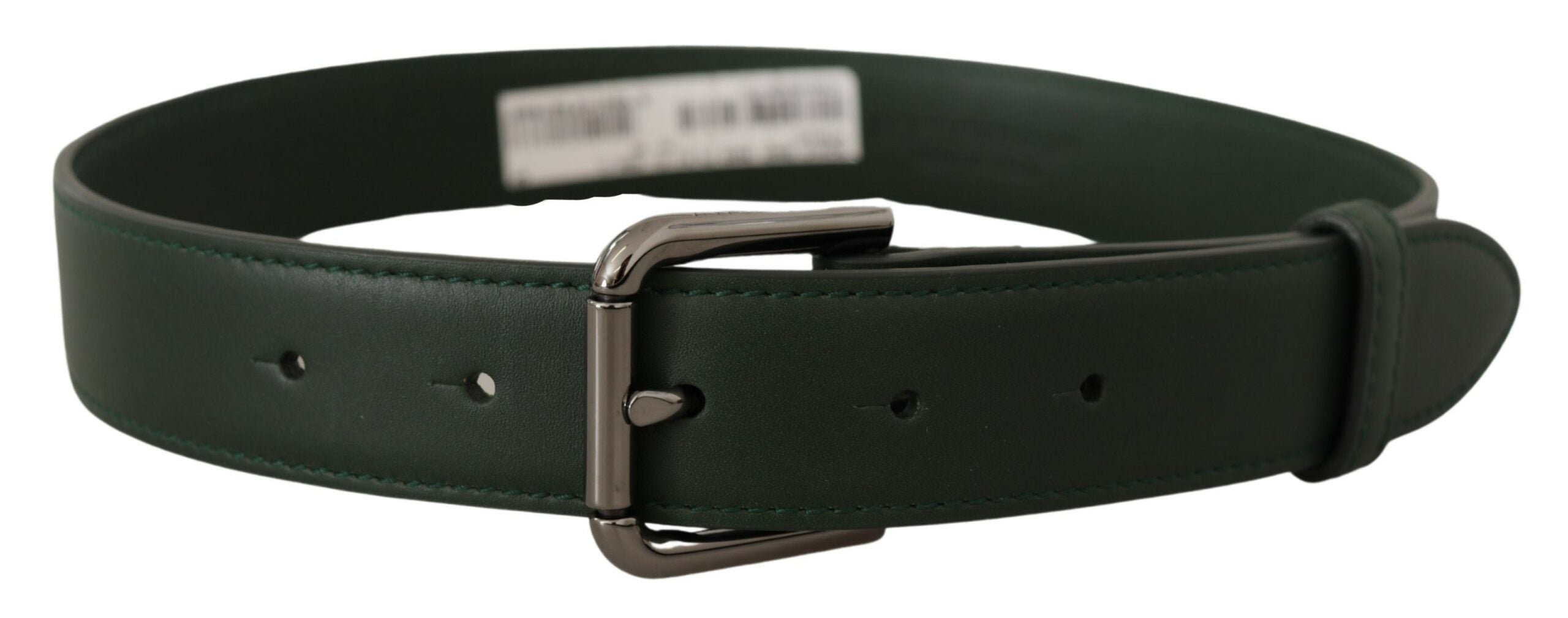 Dolce & Gabbana Elegant Dark Green Leather Belt with Logo Buckle - Luksuslaukut ja asusteet Dolce & Gabbana - Tutustu YVES JAVANNI® 