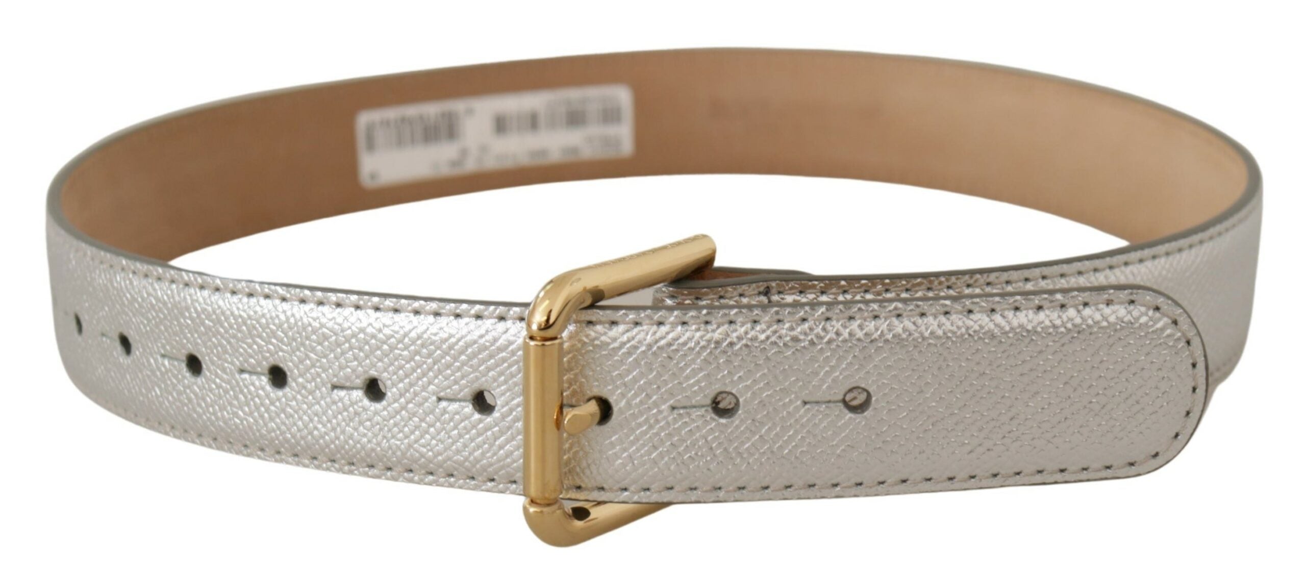 Dolce & Gabbana Elegant Silver Leather Belt with Engraved Buckle - Luksuslaukut ja asusteet Dolce & Gabbana - Tutustu YVES JAVANNI® 