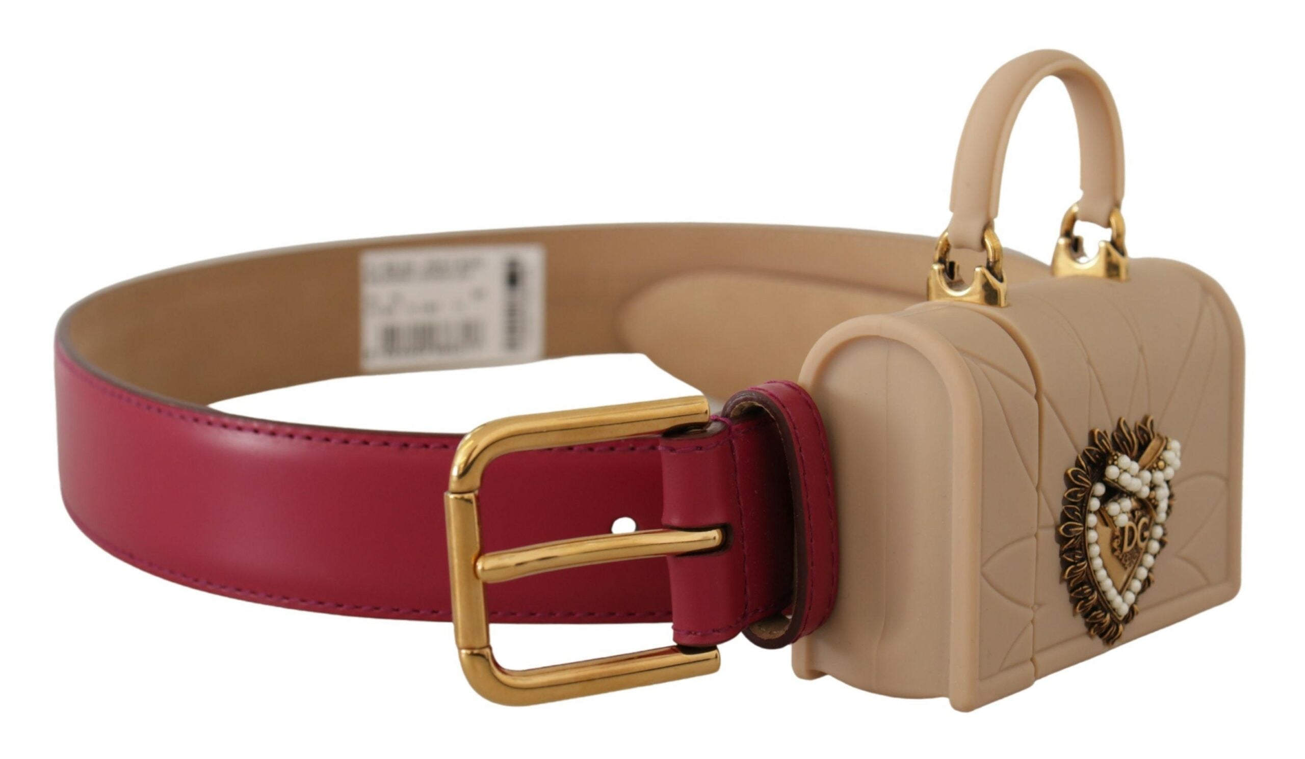 Dolce & Gabbana Elegant Pink Leather Belt with Headphone Case - Luksusmuotia Dolce & Gabbana - Tutustu YVES JAVANNI® 