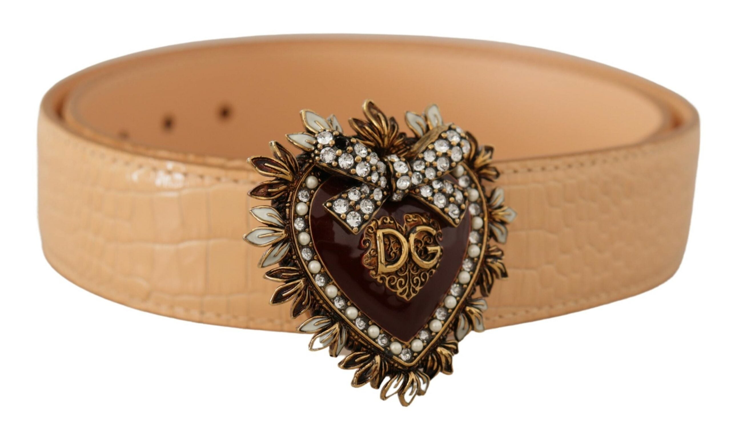 Dolce & Gabbana Enchanting Nude Leather Belt with Engraved Buckle - Luksusmuotia Dolce & Gabbana - Tutustu YVES JAVANNI® 