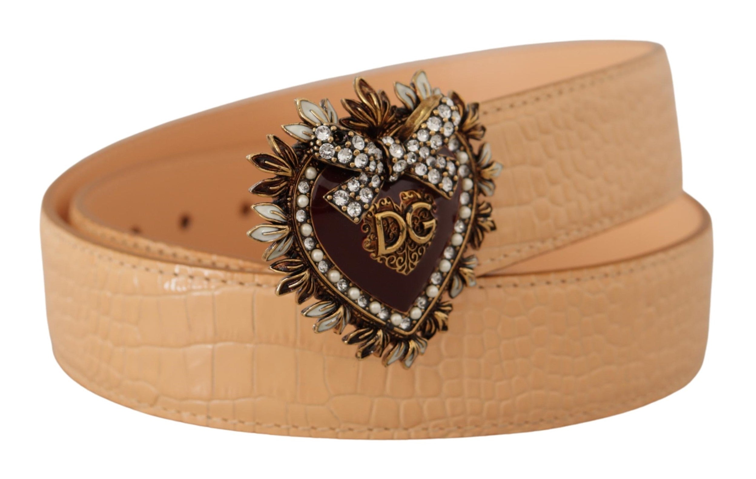 Dolce & Gabbana Enchanting Nude Leather Belt with Engraved Buckle - Luksusmuotia Dolce & Gabbana - Tutustu YVES JAVANNI® 