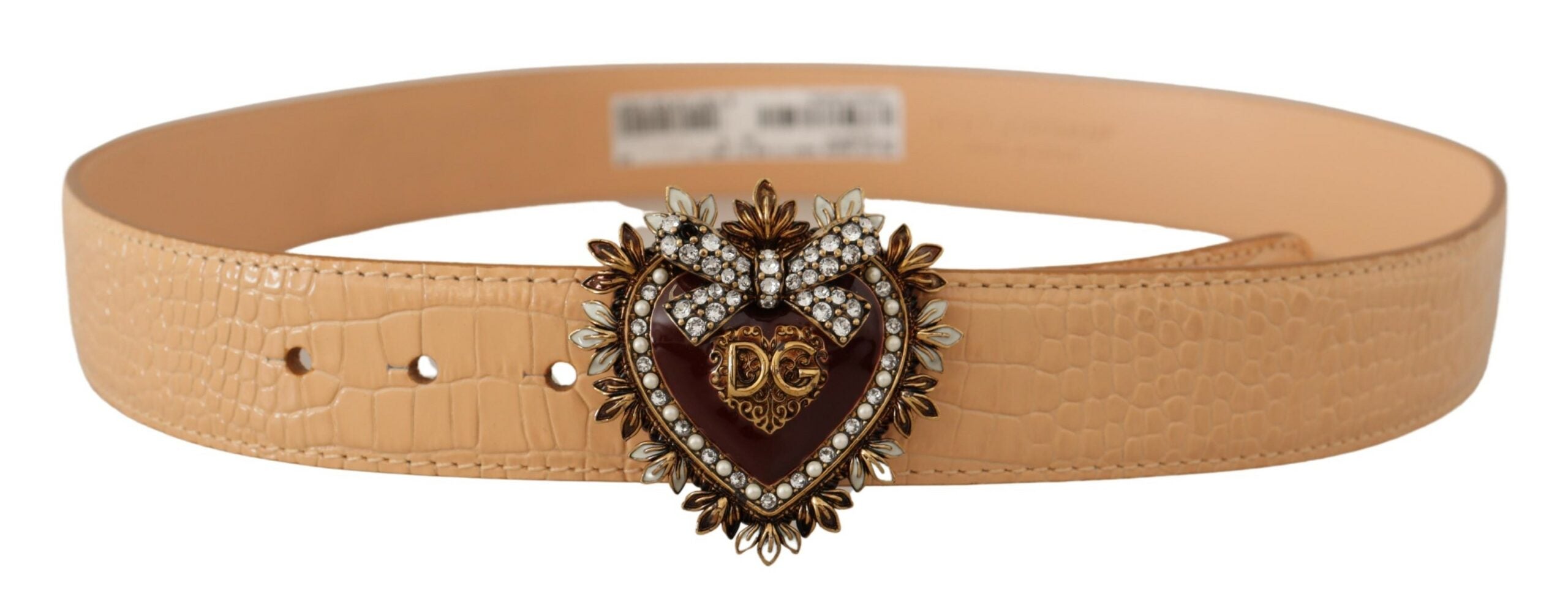 Dolce & Gabbana Enchanting Nude Leather Belt with Engraved Buckle - Luksusmuotia Dolce & Gabbana - Tutustu YVES JAVANNI® 