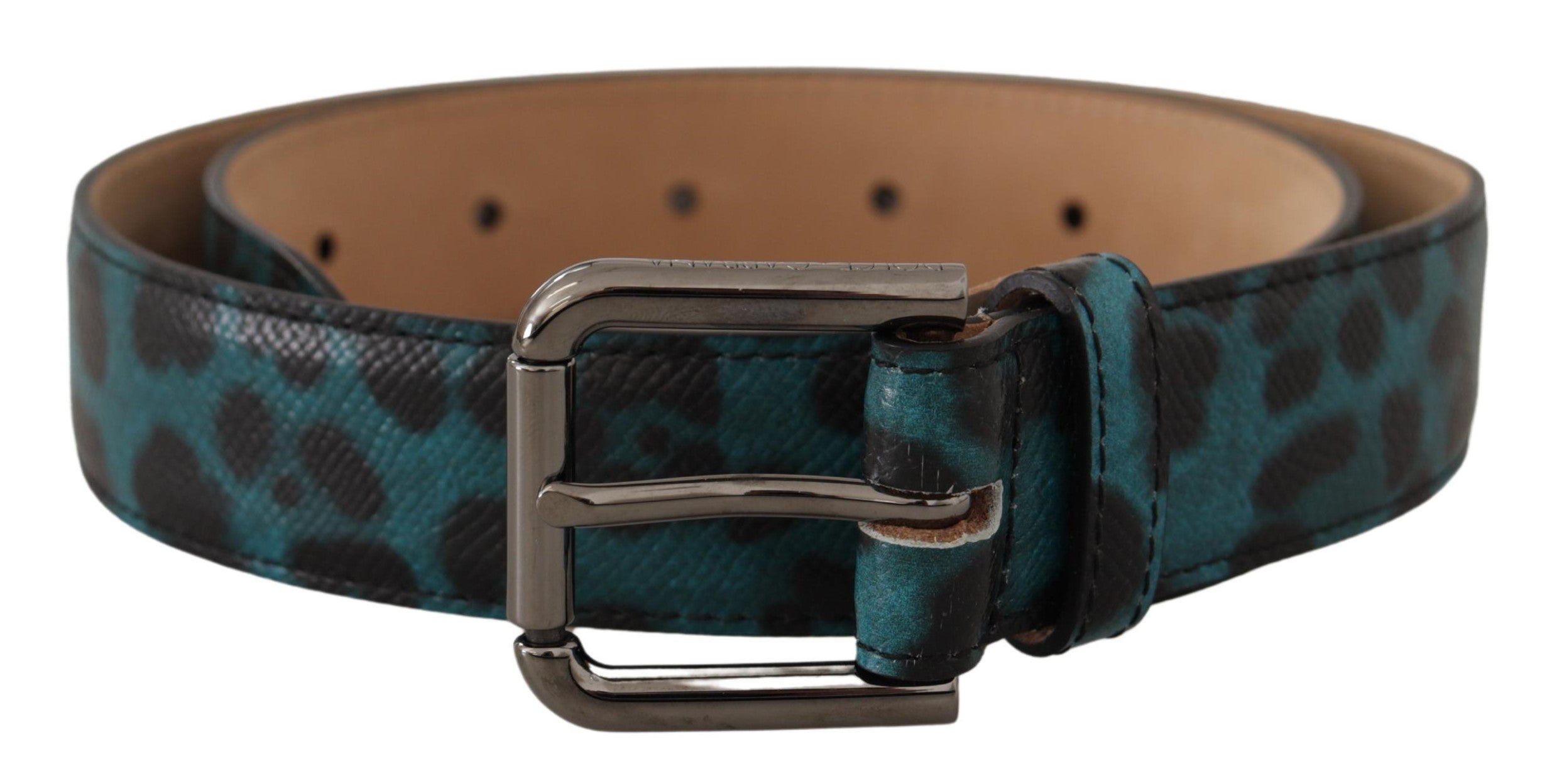 Dolce & Gabbana Engraved Logo Leather Belt in Blue Green - Luksusmuotia Dolce & Gabbana - Tutustu YVES JAVANNI® 