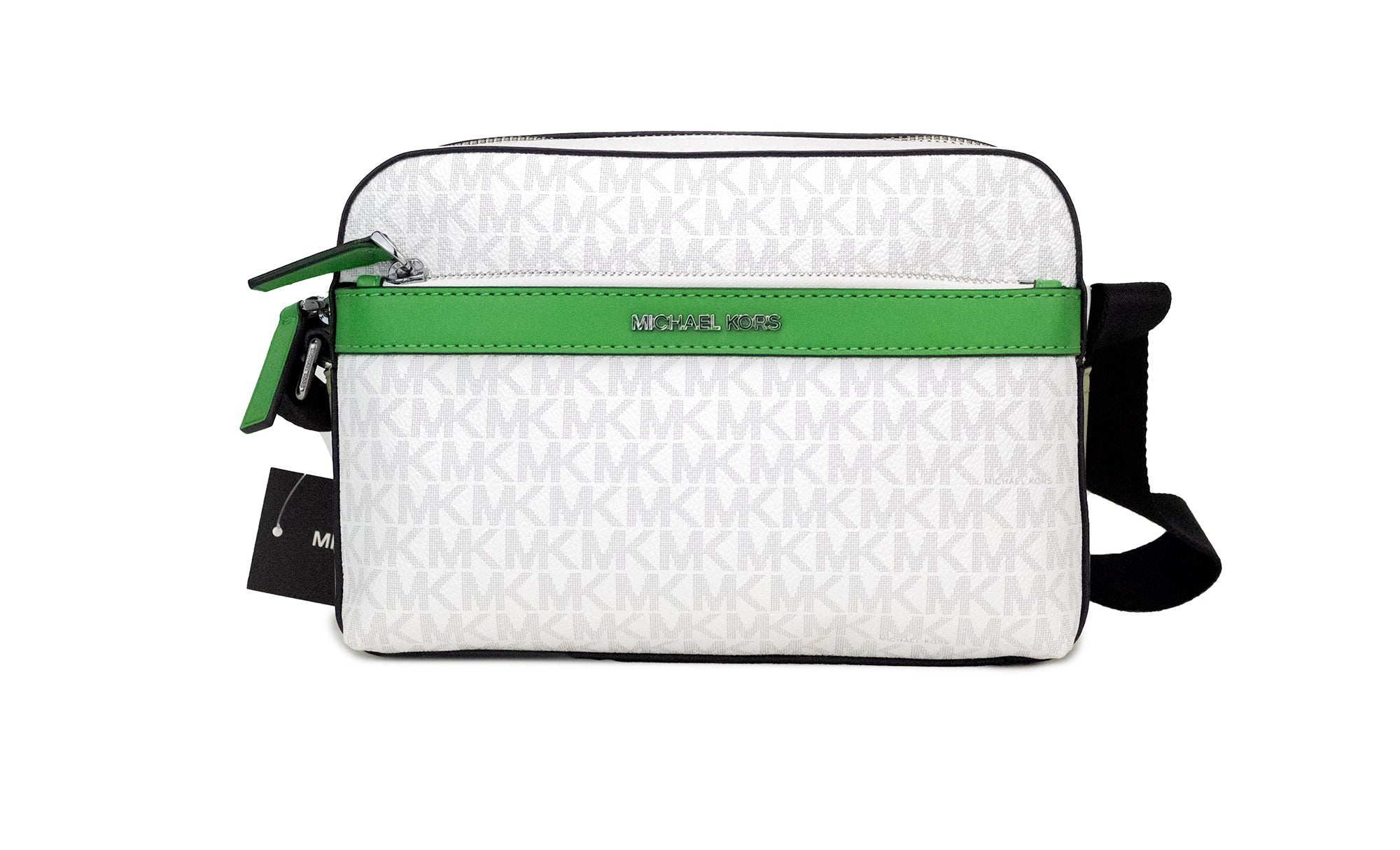 Michael Kors Cooper Small Bright White Palm Signature PVC Utility Crossbody Bag - Luksusmuotia Michael Kors - Tutustu YVES JAVANNI® 