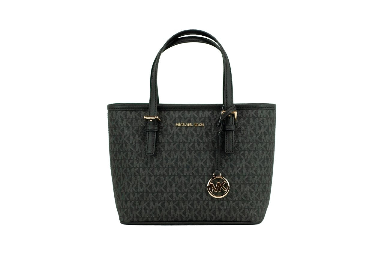 Michael Kors Jet Set Black Signature XS Carryall Top Zip Tote Bag Purse - Luxury from Michael Kors - Shop at YVES JAVANNI