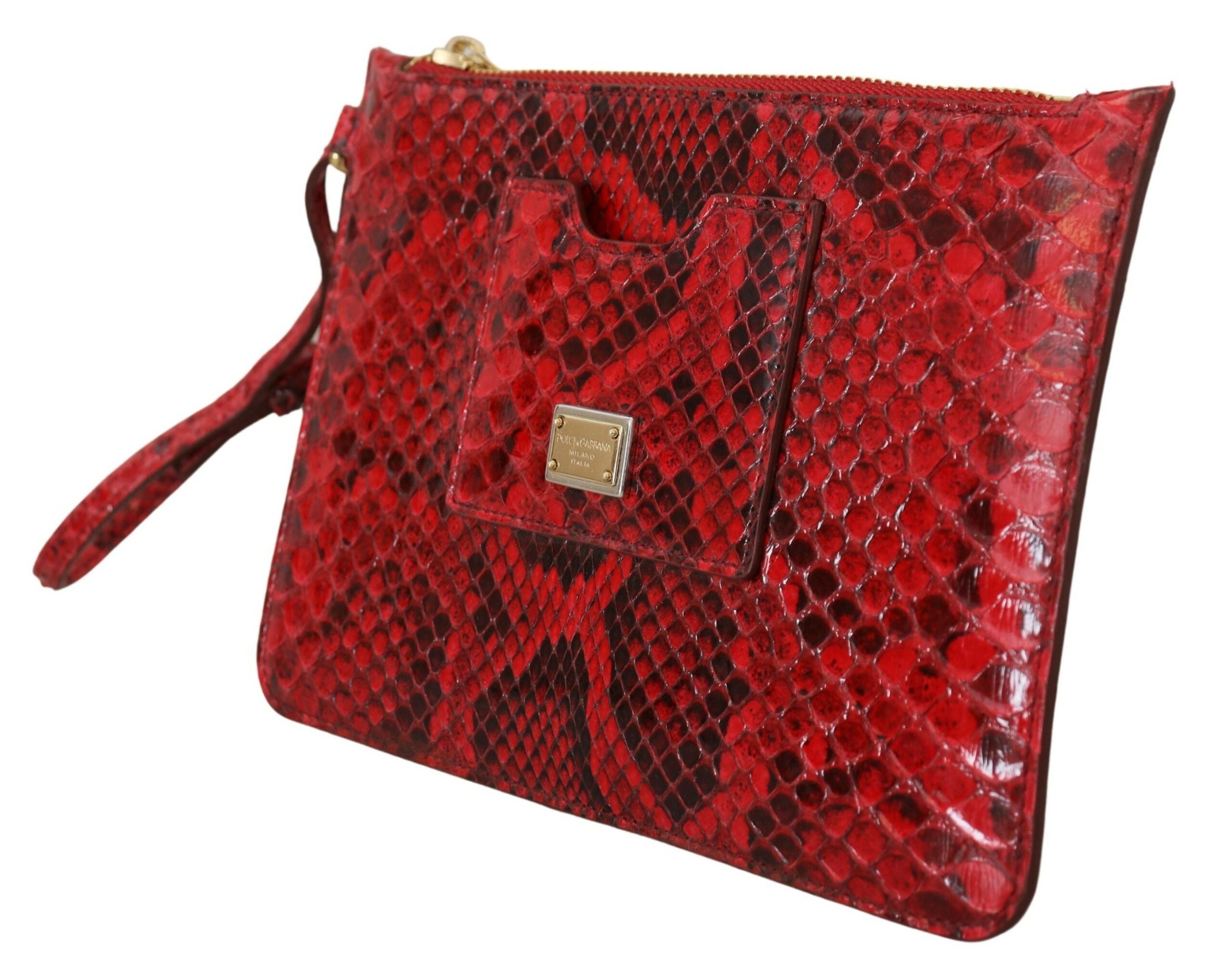 Dolce & Gabbana Elegant Red Leather Ayers Snake Clutch - Luksusmuotia Dolce & Gabbana - Tutustu YVES JAVANNI® 