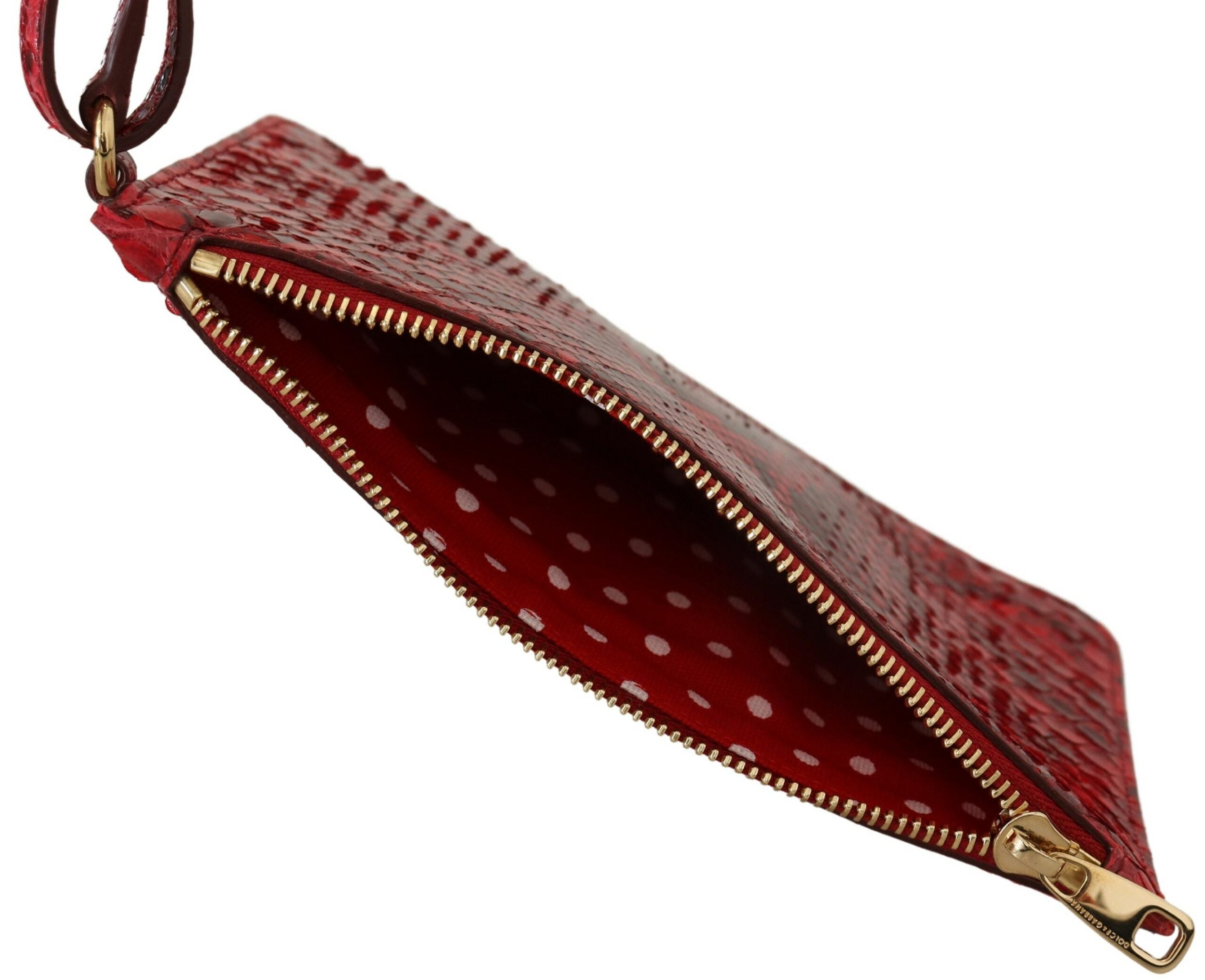 Dolce & Gabbana Elegant Red Leather Ayers Snake Clutch - Luksusmuotia Dolce & Gabbana - Tutustu YVES JAVANNI® 