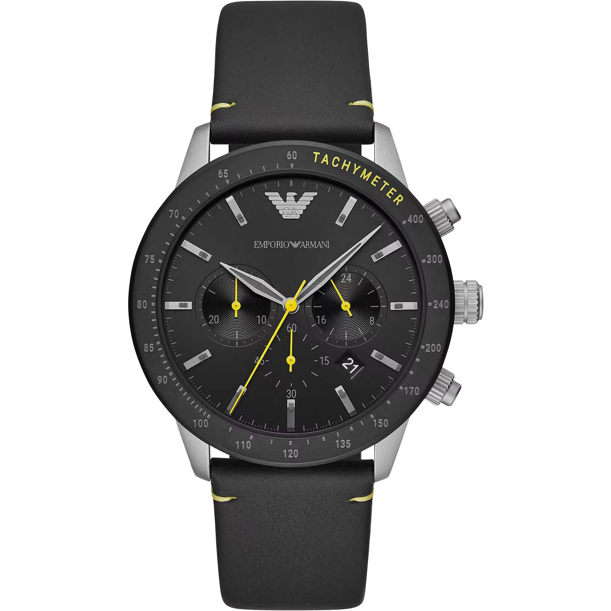 Emporio Armani Elegant Chronograph Leather Strap Watch - Luksuslaukut ja asusteet Emporio Armani - Tutustu YVES JAVANNI® 