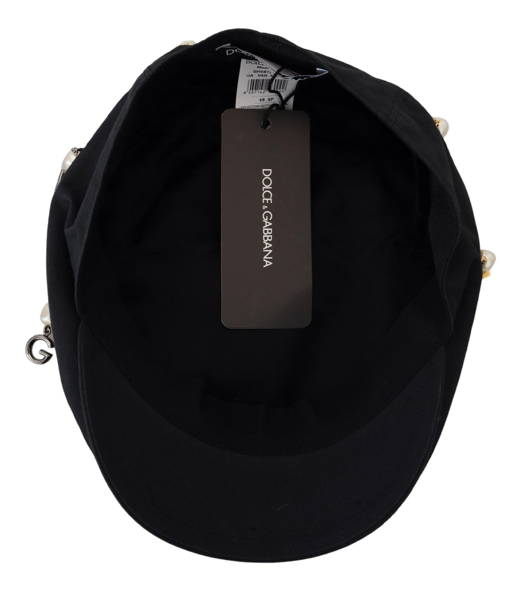 Dolce & Gabbana Elegant Black Cotton Newsboy Hat - Luksusmuotia Dolce & Gabbana - Tutustu YVES JAVANNI® 