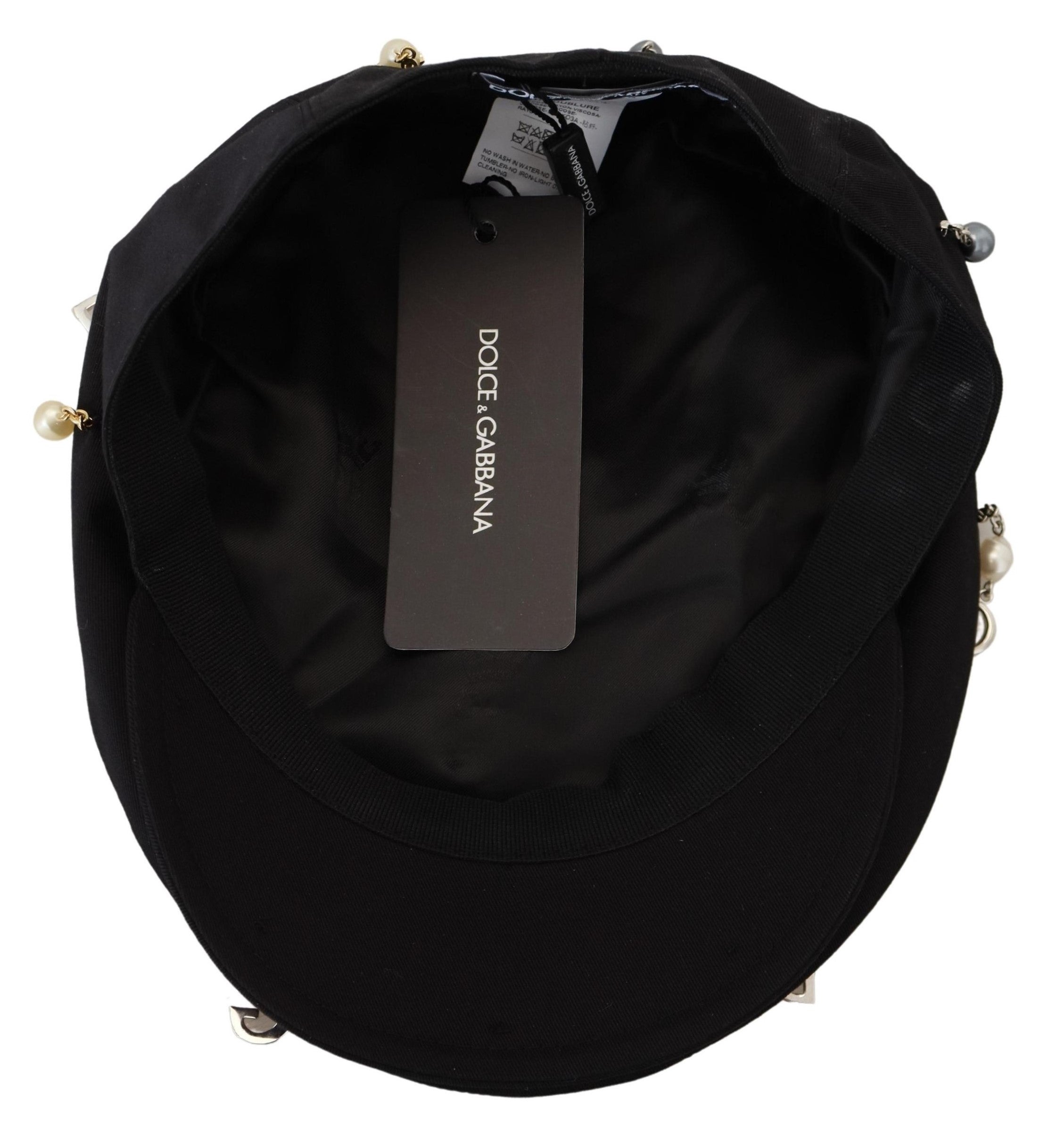 Dolce & Gabbana Elegant Black Cotton Newsboy Hat - Luksusmuotia Dolce & Gabbana - Tutustu YVES JAVANNI® 