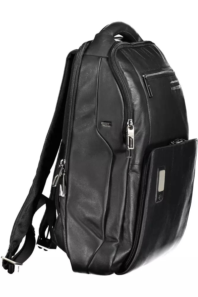 Piquadro Black Leather Men Backpack - Luksuslaukut ja asusteet Piquadro - Tutustu YVES JAVANNI® 