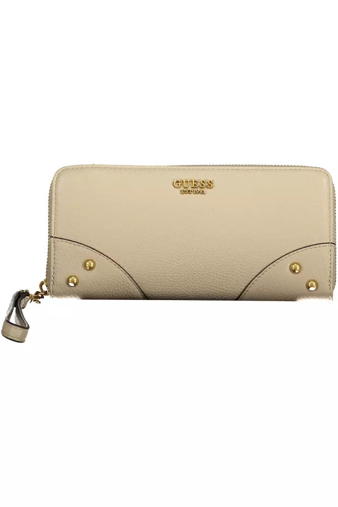 Guess Beige Chic Zip Wallet with Contrasting Accents - Luksusmuotia Guess Jeans - Tutustu YVES JAVANNI® 