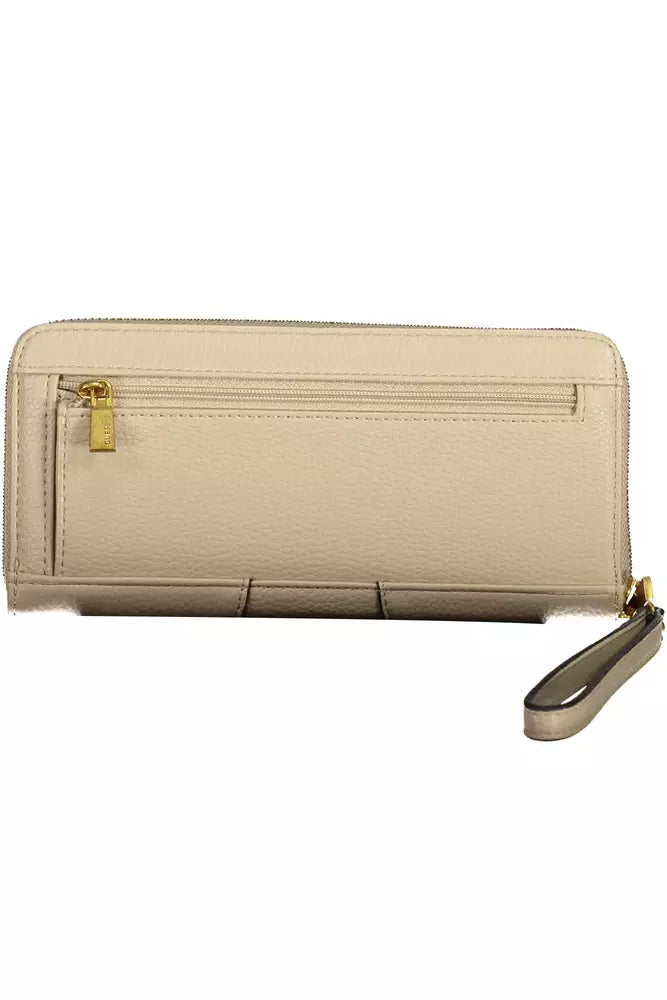 Guess Beige Chic Zip Wallet with Contrasting Accents - Luksusmuotia Guess Jeans - Tutustu YVES JAVANNI® 