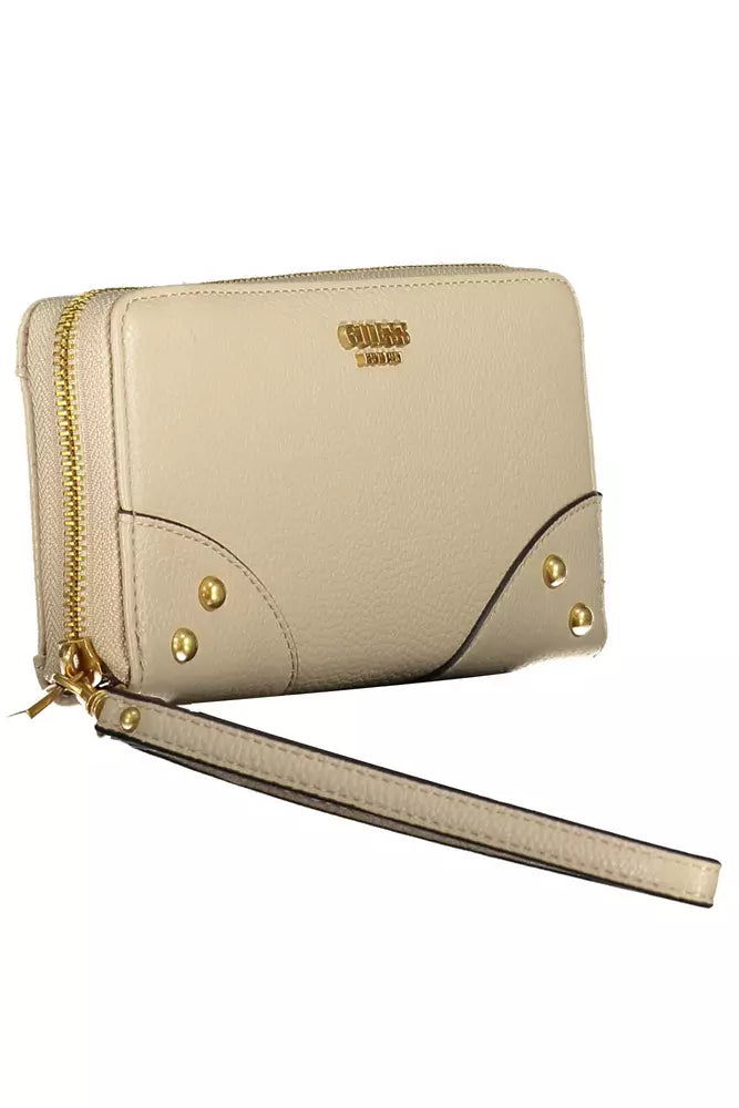 Guess Beige Chic Zip Wallet with Contrasting Accents - Luksusmuotia Guess Jeans - Tutustu YVES JAVANNI® 