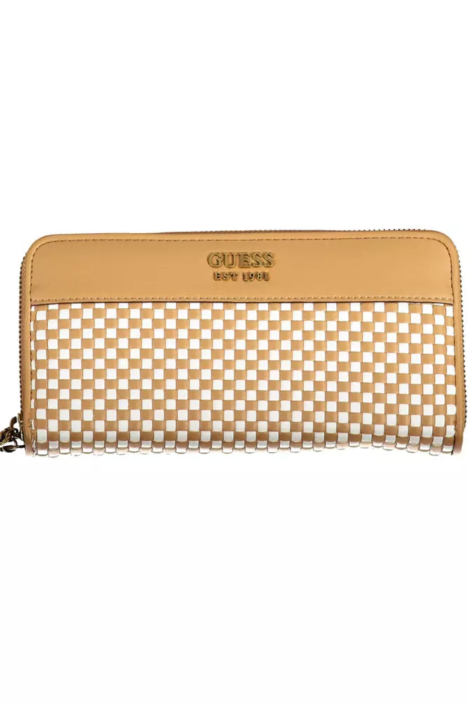 Guess Chic Contrast Detail Brown Wallet with Logo - Luksusmuotia Guess Jeans - Tutustu YVES JAVANNI® 