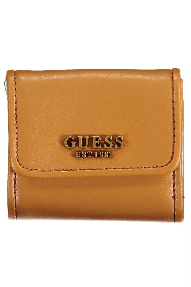 Guess Chic Brown Snap Wallet with Contrast Detailing - Luksusmuotia Guess Jeans - Tutustu YVES JAVANNI® 