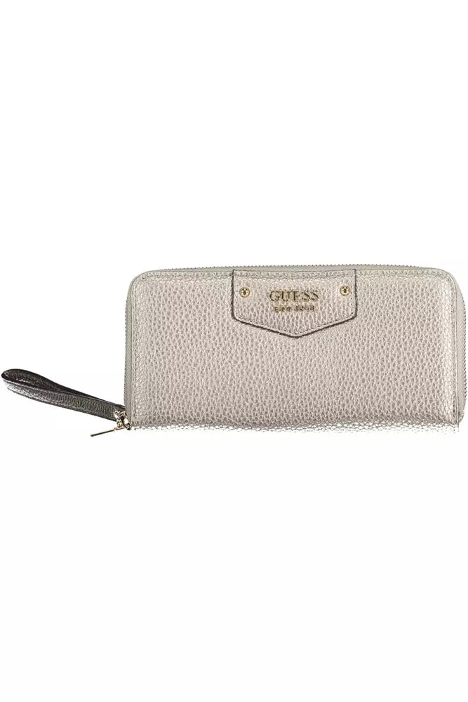 Guess Stylish Silver Zip Wallet with Coin Purse - Luksusmuotia Guess Jeans - Tutustu YVES JAVANNI® 