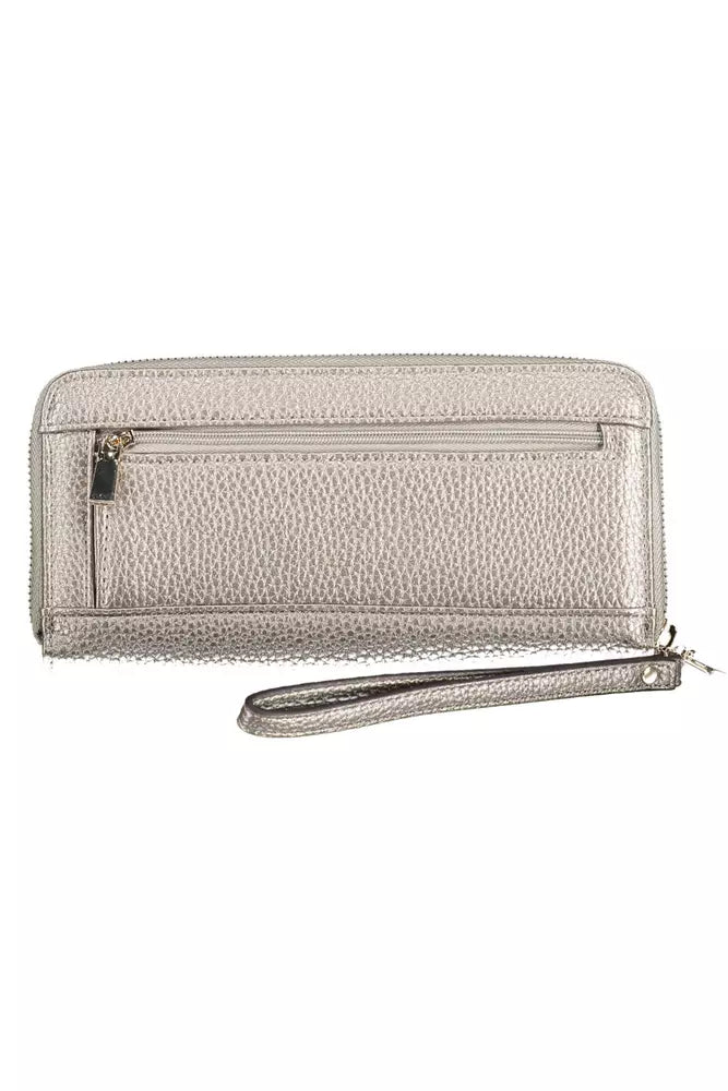 Guess Stylish Silver Zip Wallet with Coin Purse - Luksusmuotia Guess Jeans - Tutustu YVES JAVANNI® 