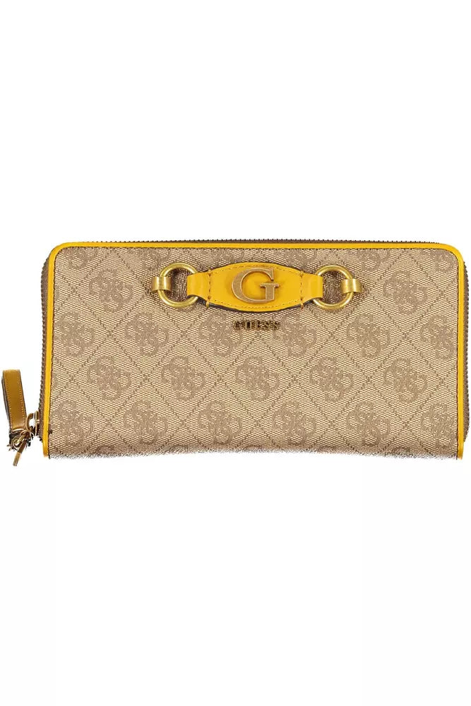 Guess Beige Zip-Around Wallet with Contrast Details - Luksusmuotia Guess Jeans - Tutustu YVES JAVANNI® 