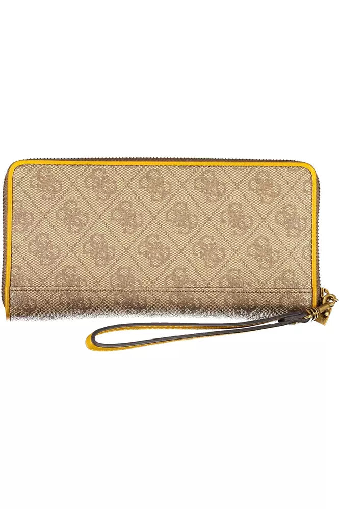 Guess Beige Zip-Around Wallet with Contrast Details - Luksusmuotia Guess Jeans - Tutustu YVES JAVANNI® 