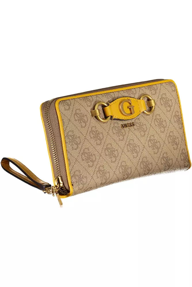 Guess Beige Zip-Around Wallet with Contrast Details - Luksusmuotia Guess Jeans - Tutustu YVES JAVANNI® 