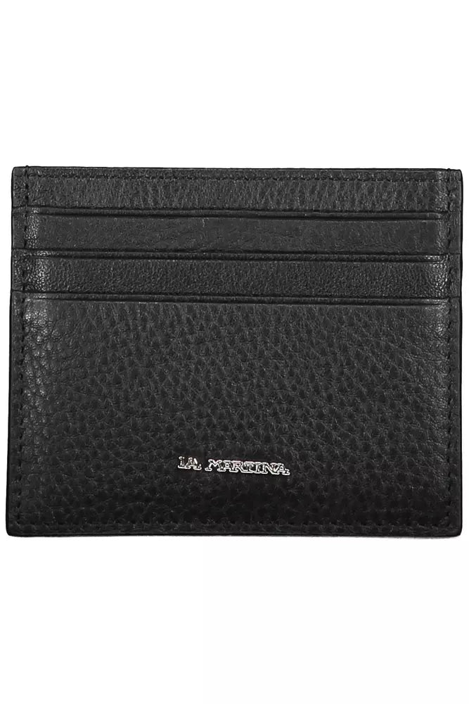 La Martina Sleek Black Leather Card Holder - Luksusmuotia La Martina - Tutustu YVES JAVANNI® 