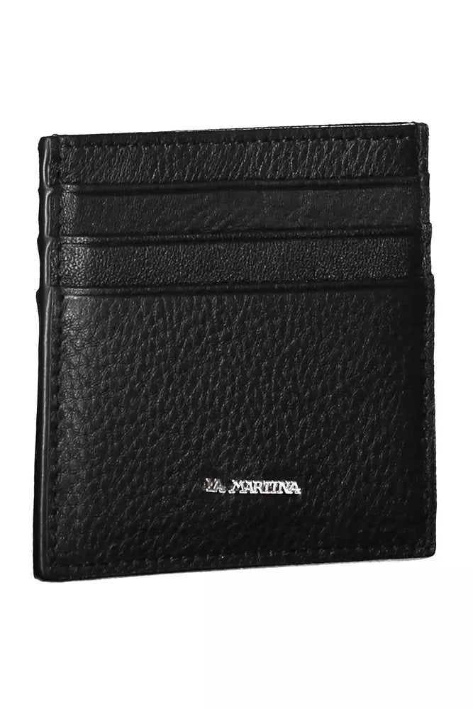 La Martina Sleek Black Leather Card Holder - Luksusmuotia La Martina - Tutustu YVES JAVANNI® 