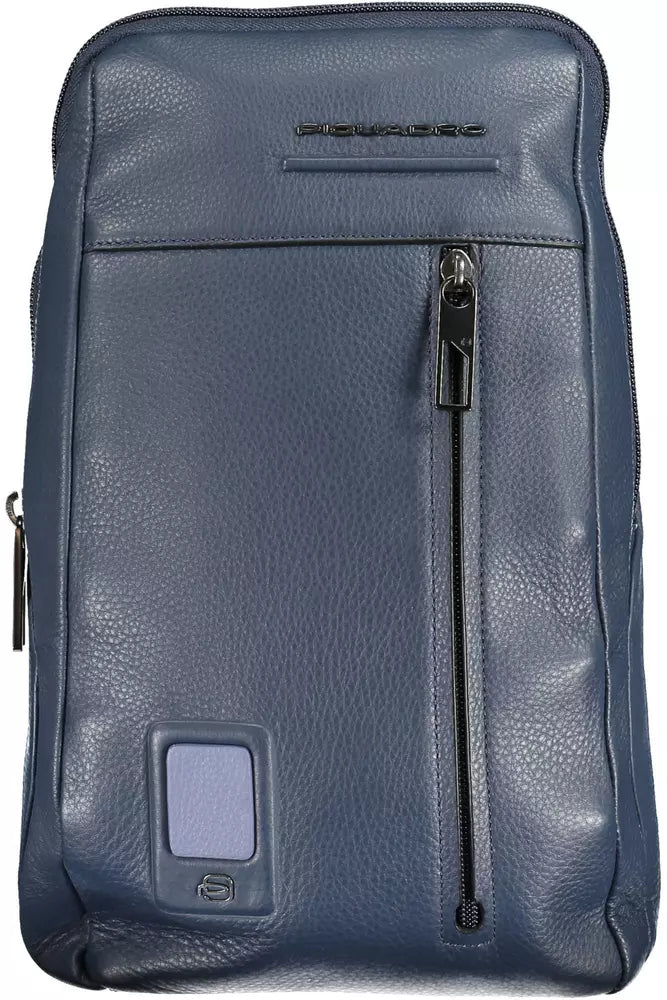 Piquadro Sleek Blue Leather Shoulder Laptop Bag - Luksusmuotia Piquadro - Tutustu YVES JAVANNI® 