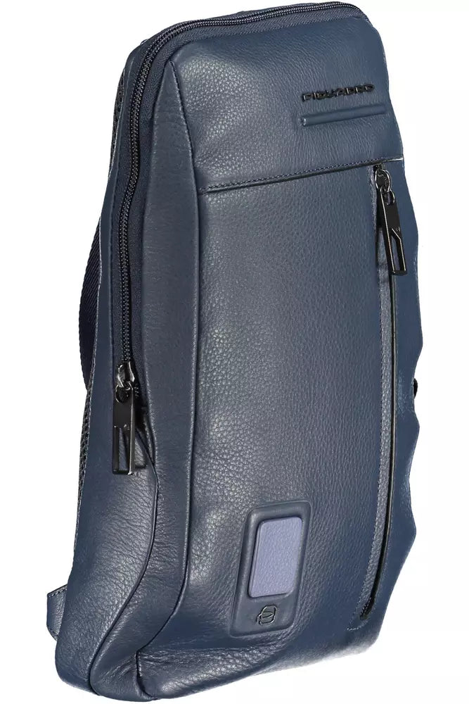 Piquadro Sleek Blue Leather Shoulder Laptop Bag - Luksusmuotia Piquadro - Tutustu YVES JAVANNI® 