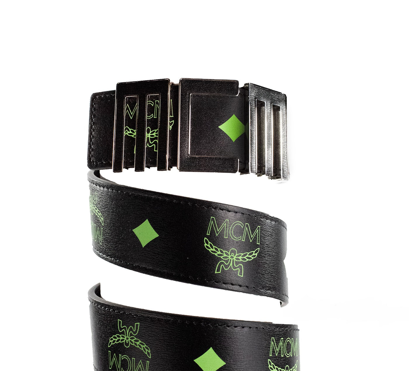 MCM Claus Mens Summer Green Smooth Visetos Logo Leather Numeric Buckle Belt - Luksuslaukut ja asusteet MCM - Tutustu YVES JAVANNI® 