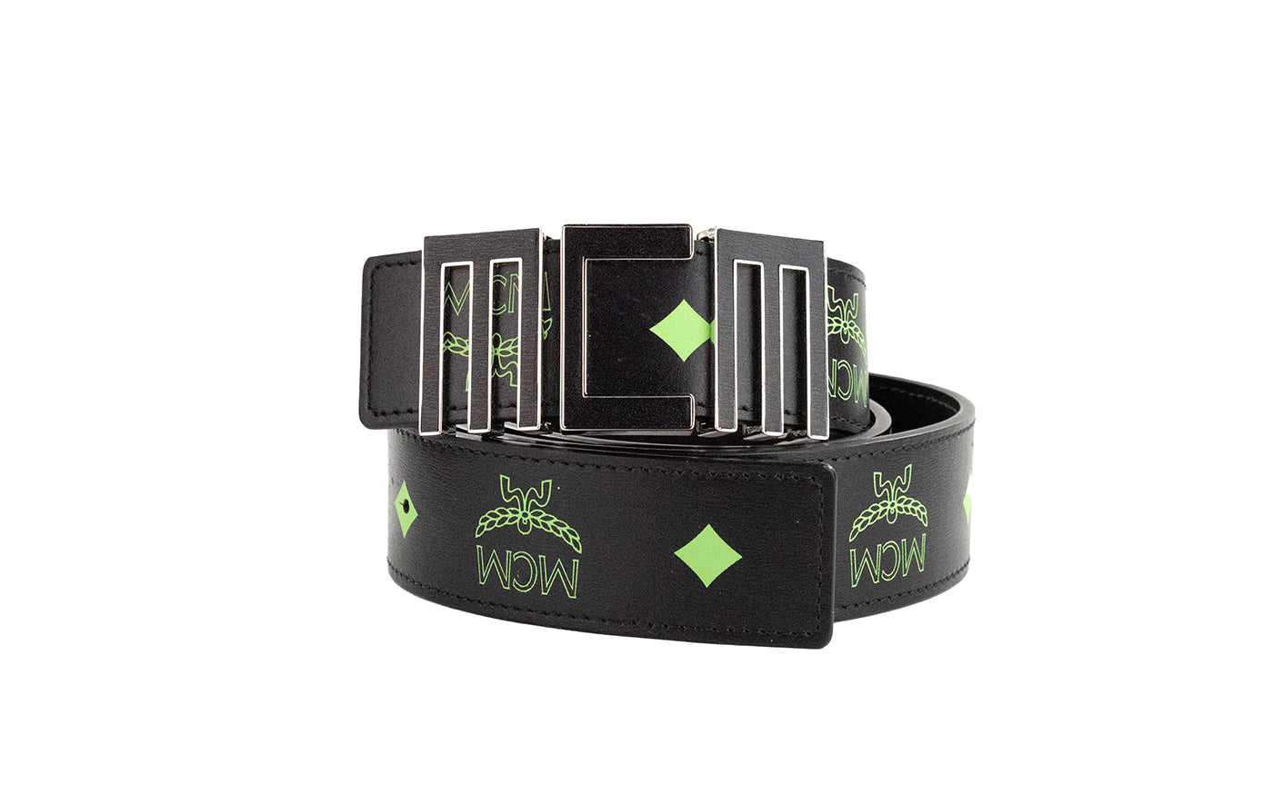 MCM Claus Mens Summer Green Smooth Visetos Logo Leather Numeric Buckle Belt - Luksuslaukut ja asusteet MCM - Tutustu YVES JAVANNI® 