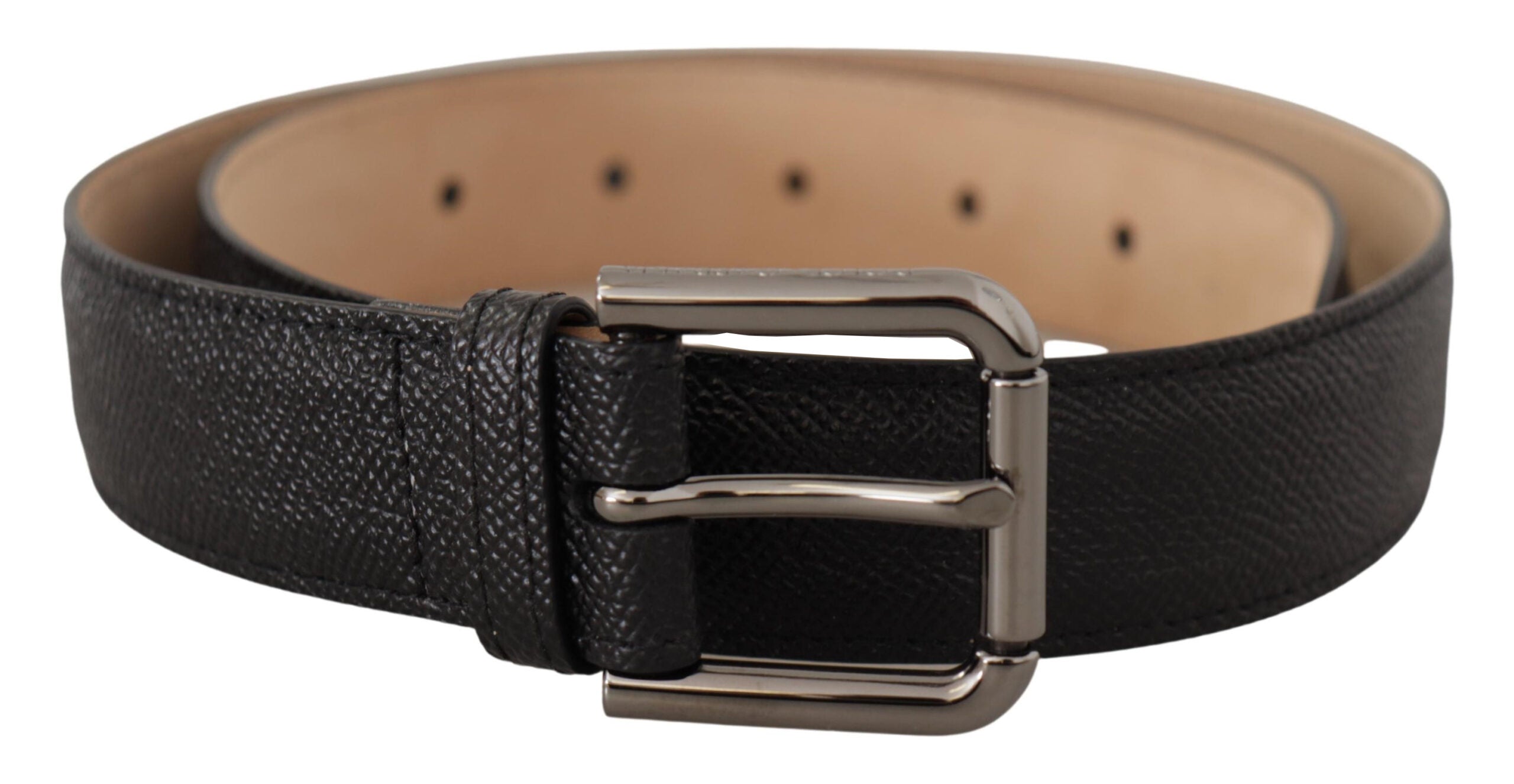 Dolce & Gabbana Elegant Black Leather Belt with Metal Buckle - Luksusmuotia Dolce & Gabbana - Tutustu YVES JAVANNI® 