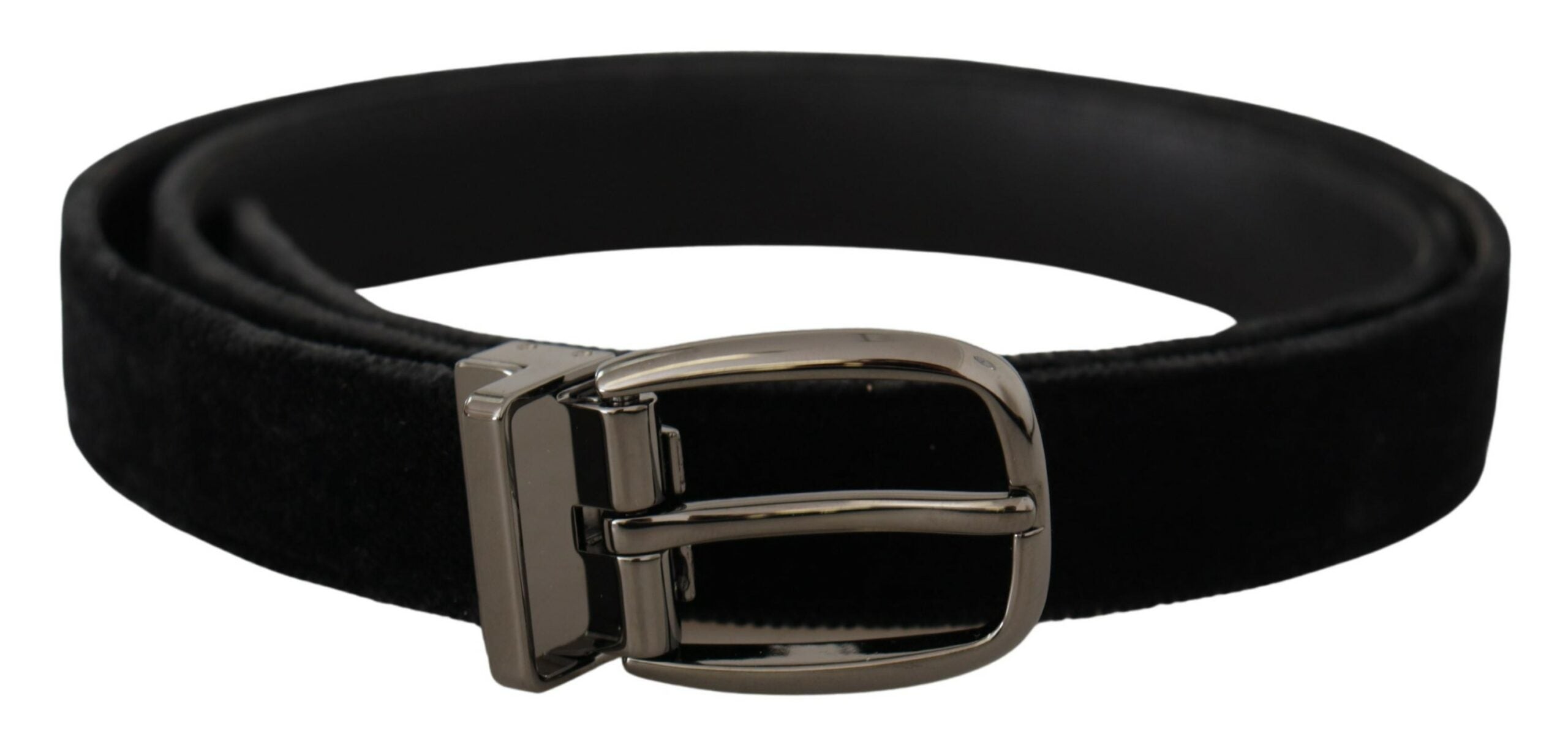 Dolce & Gabbana Elegant Black Velvet Designer Belt - Luksusmuotia Dolce & Gabbana - Tutustu YVES JAVANNI® 