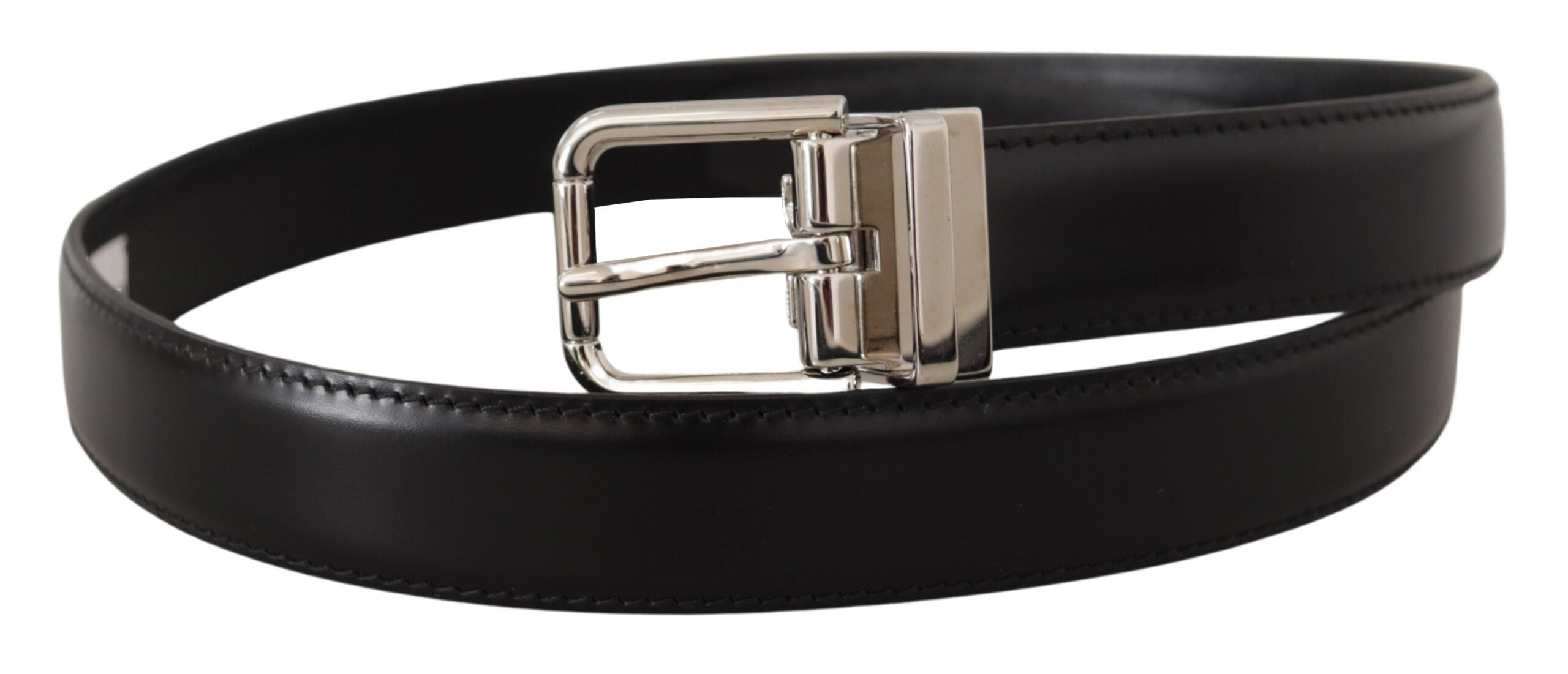 Dolce & Gabbana Sleek Black Leather Belt with Metal Buckle - Luksusmuotia Dolce & Gabbana - Tutustu YVES JAVANNI® 