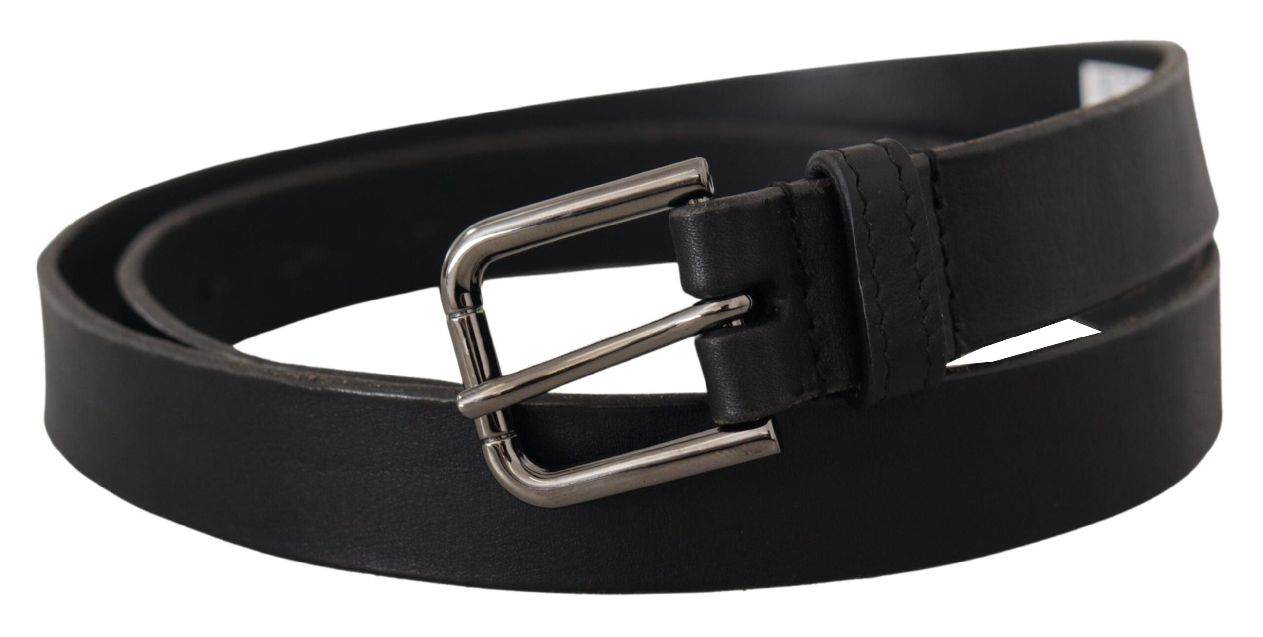 Dolce & Gabbana Elegant Black Leather Belt with Metal Buckle - Luksusmuotia Dolce & Gabbana - Tutustu YVES JAVANNI® 