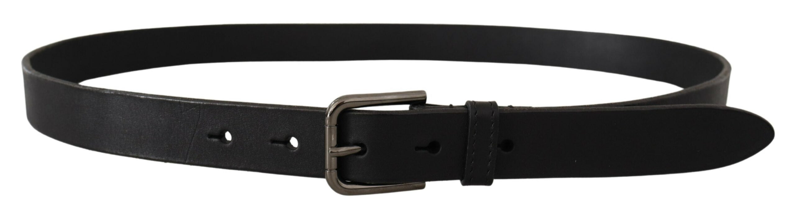 Dolce & Gabbana Elegant Black Leather Belt with Metal Buckle - Luksusmuotia Dolce & Gabbana - Tutustu YVES JAVANNI® 