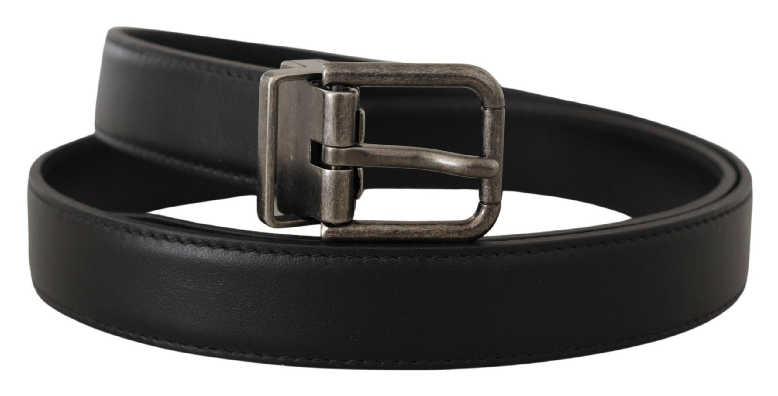 Dolce & Gabbana Elegant Black Leather Belt with Metal Buckle - Luksusmuotia Dolce & Gabbana - Tutustu YVES JAVANNI® 