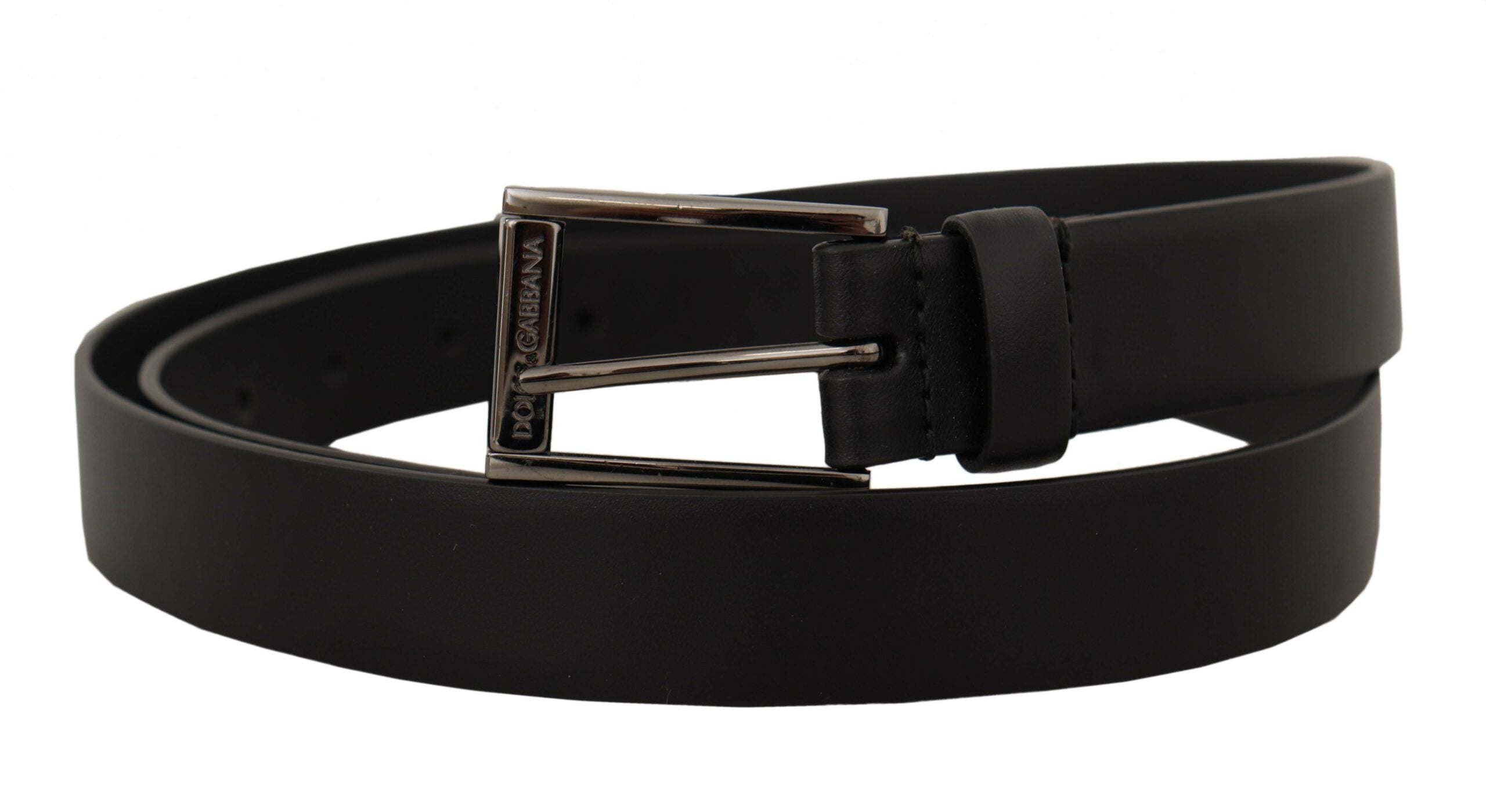 Dolce & Gabbana Elegant Black Leather Belt with Metal Buckle - Luksusmuotia Dolce & Gabbana - Tutustu YVES JAVANNI® 