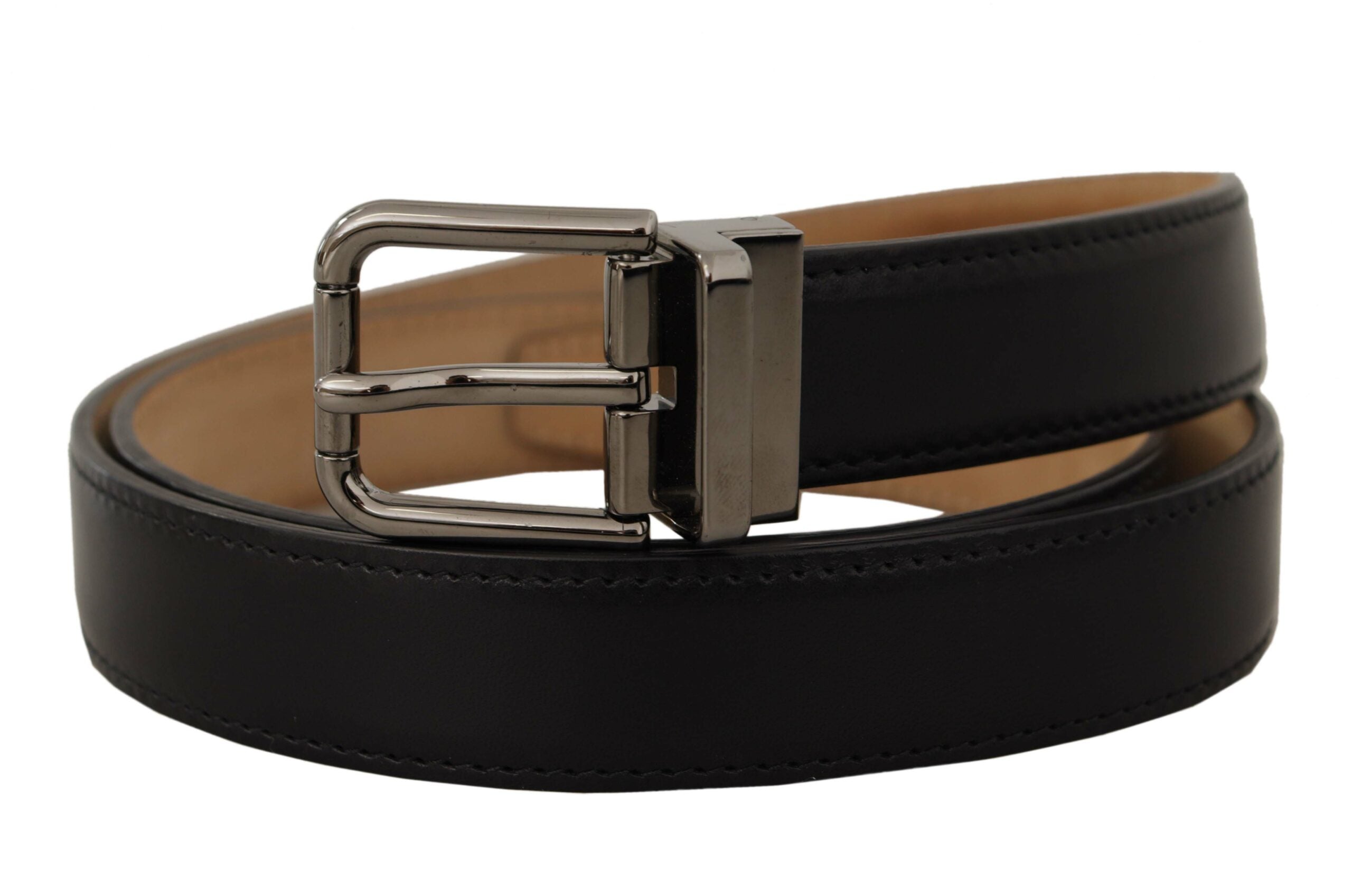 Dolce & Gabbana Sleek Black Leather Belt with Metal Buckle - Luksuslaukut ja asusteet Dolce & Gabbana - Tutustu YVES JAVANNI® 