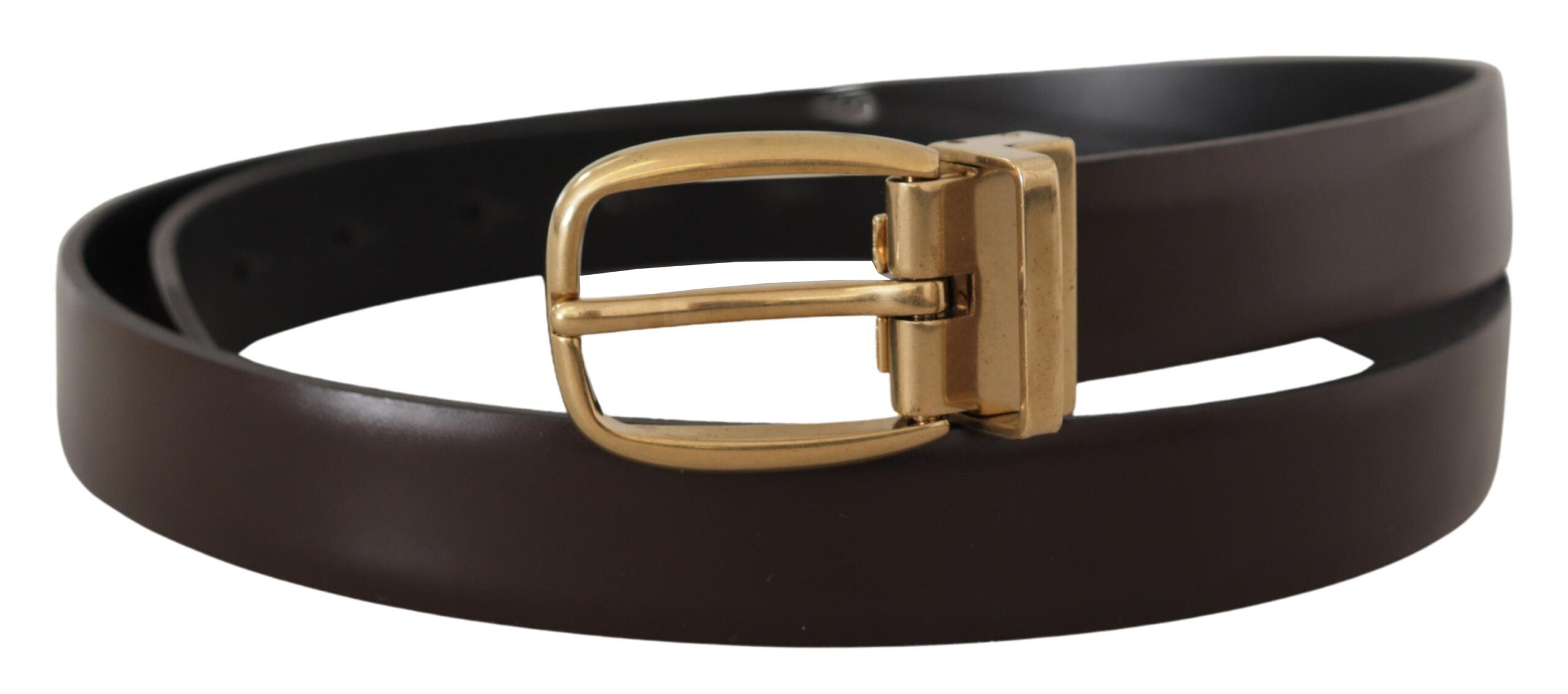 Dolce & Gabbana Elegant Dark Brown Leather Belt - Luksusmuotia Dolce & Gabbana - Tutustu YVES JAVANNI® 