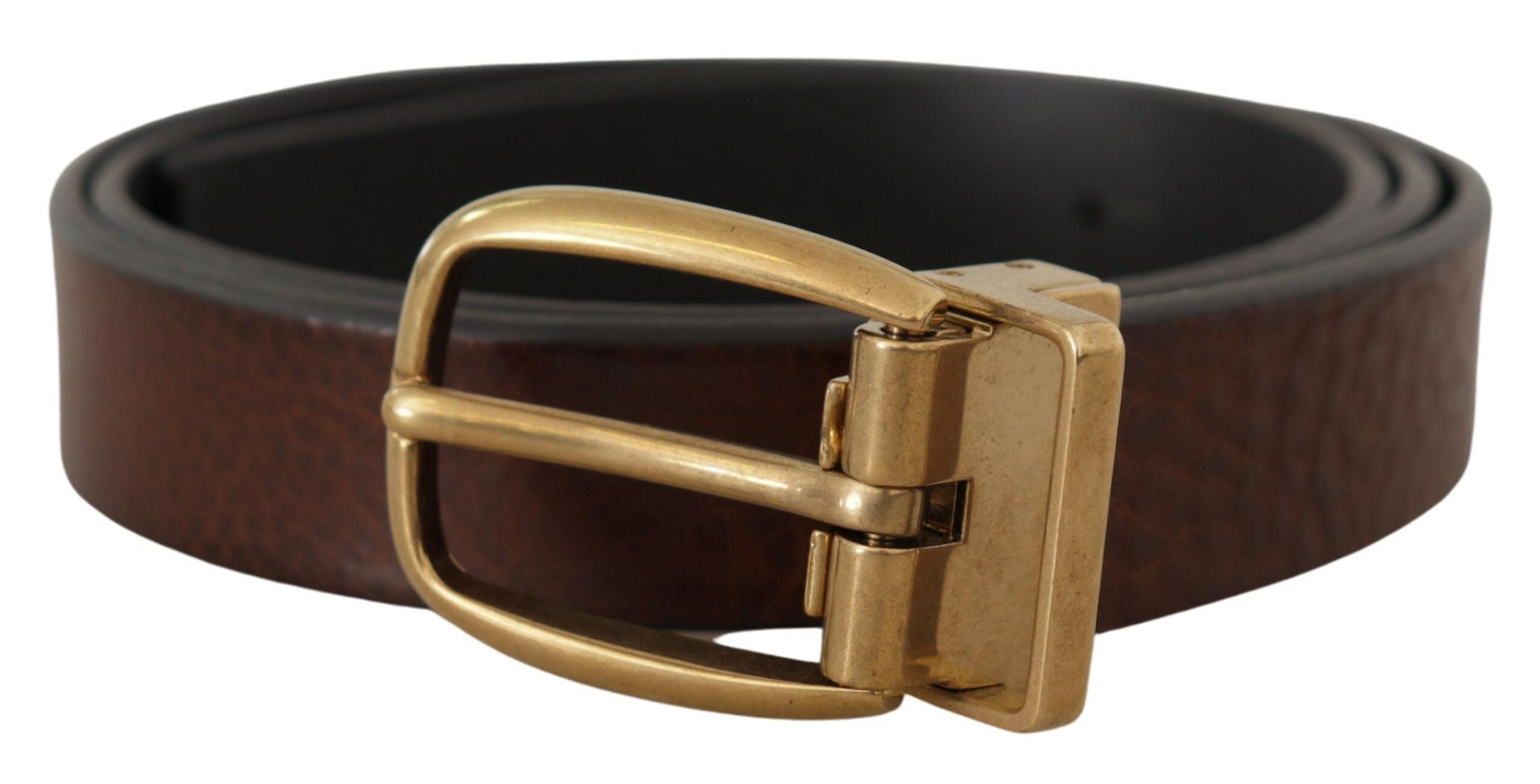 Dolce & Gabbana Elegant Brown Leather Belt with Logo Buckle - Luksusmuotia Dolce & Gabbana - Tutustu YVES JAVANNI® 