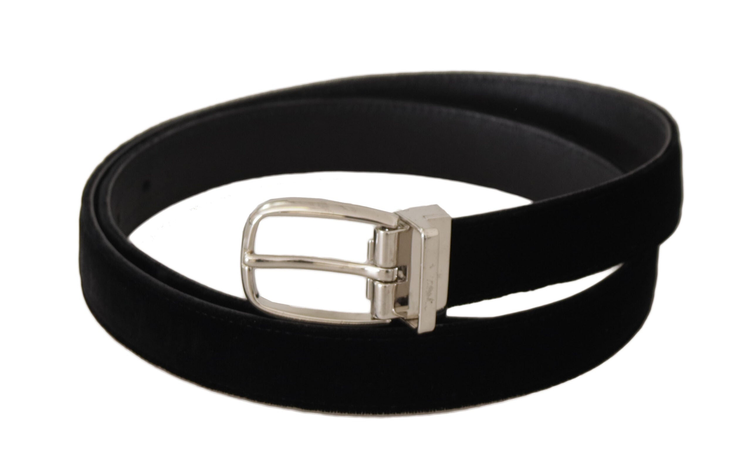 Dolce & Gabbana Elegant Velvet Black Belt with Logo Buckle - Luksusmuotia Dolce & Gabbana - Tutustu YVES JAVANNI® 