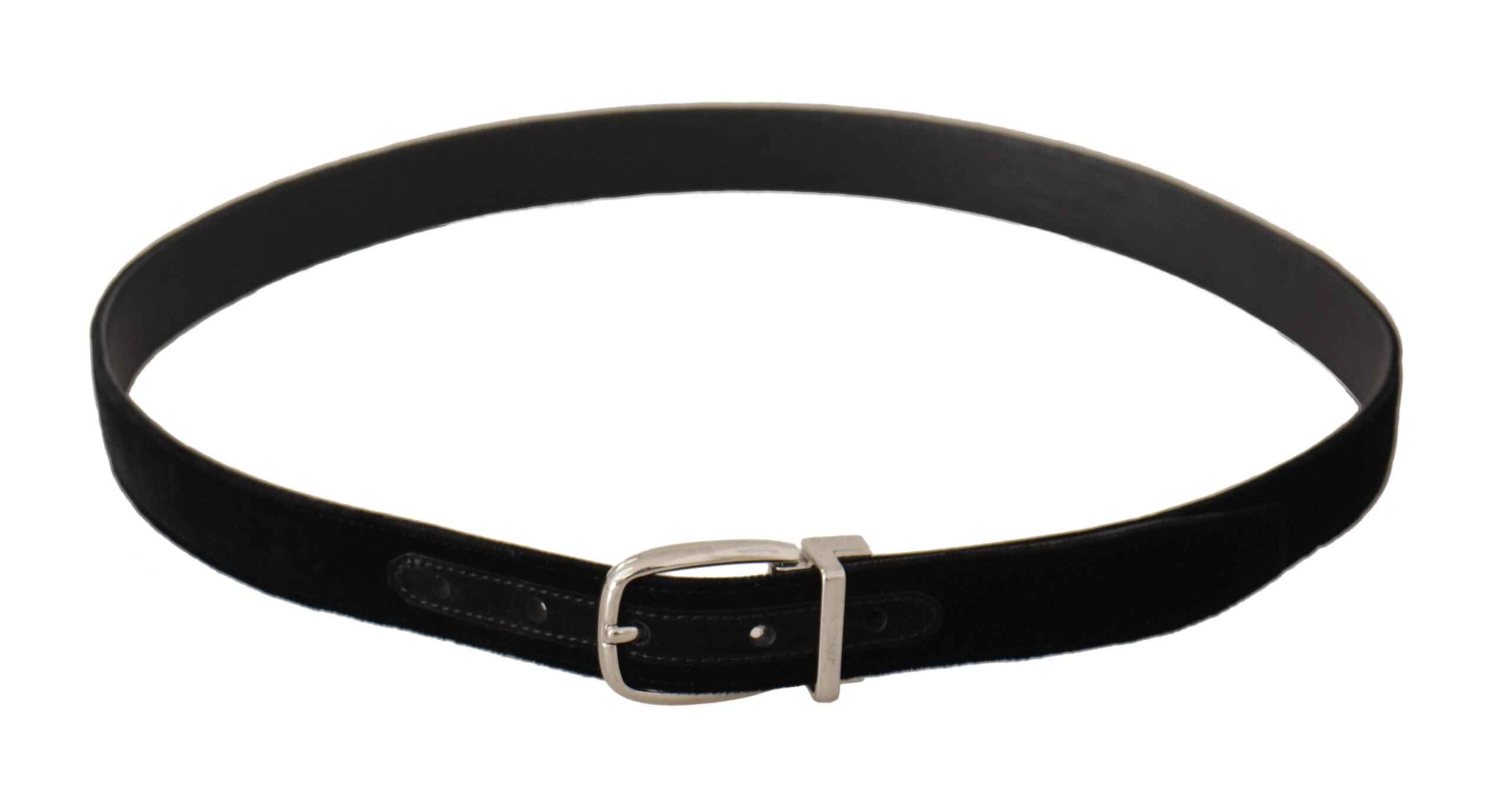 Dolce & Gabbana Elegant Velvet Black Belt with Logo Buckle - Luksusmuotia Dolce & Gabbana - Tutustu YVES JAVANNI® 