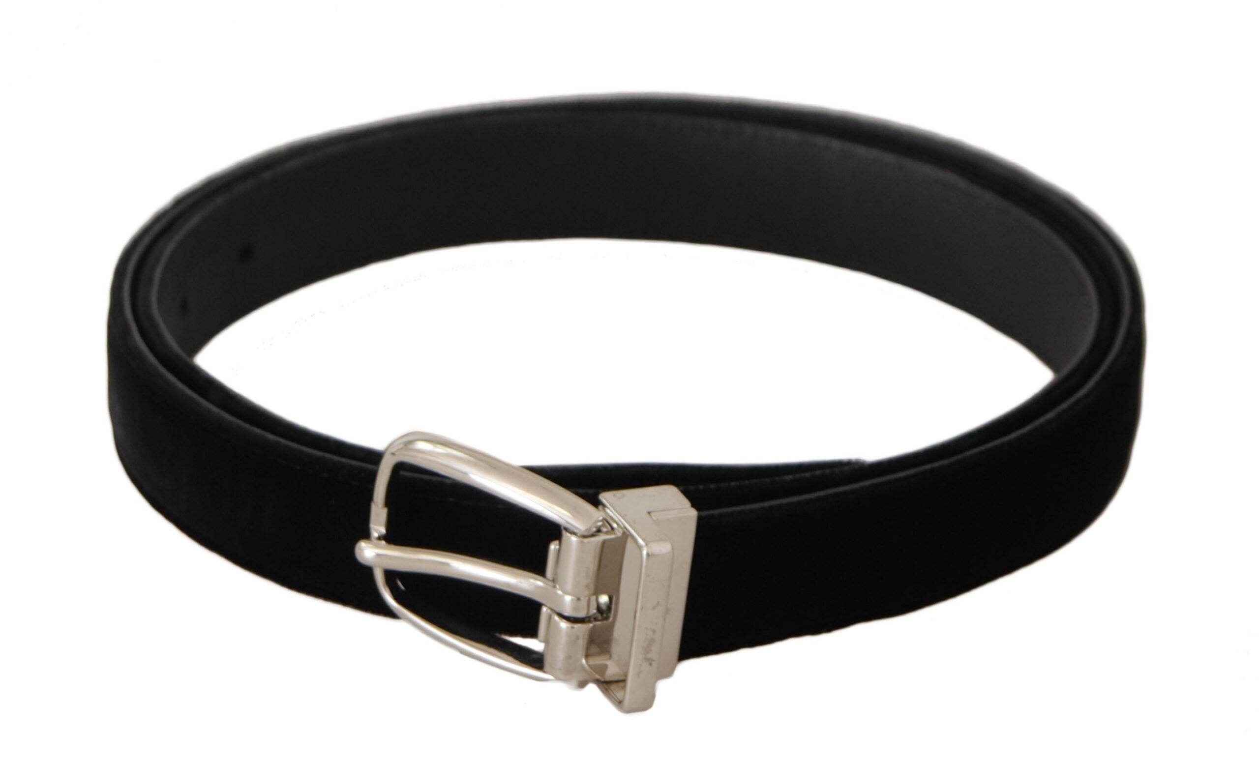 Dolce & Gabbana Elegant Velvet Black Belt with Logo Buckle - Luksusmuotia Dolce & Gabbana - Tutustu YVES JAVANNI® 