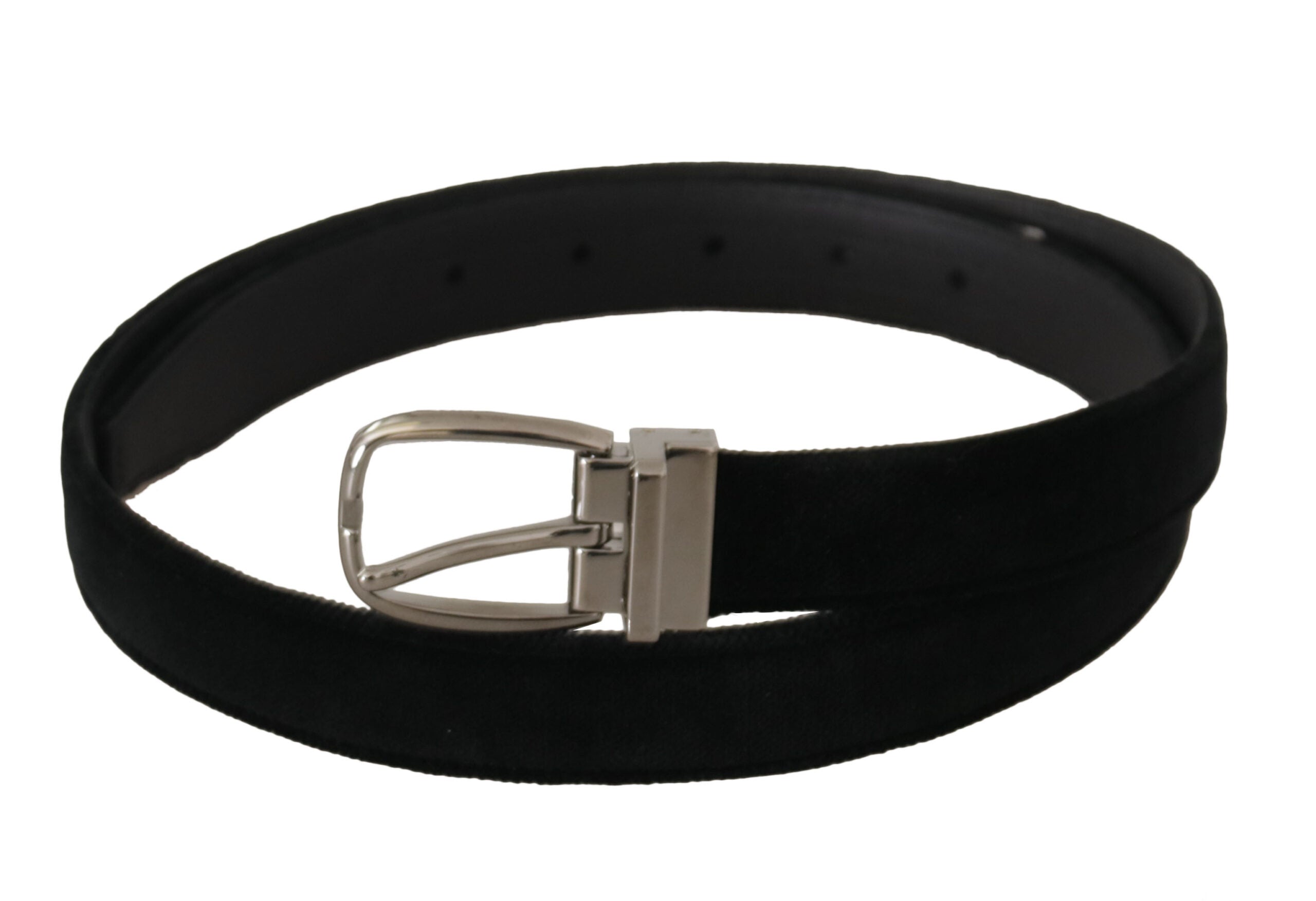 Dolce & Gabbana Elegant Black Velvet Engraved Buckle Belt - Luksusmuotia Dolce & Gabbana - Tutustu YVES JAVANNI® 