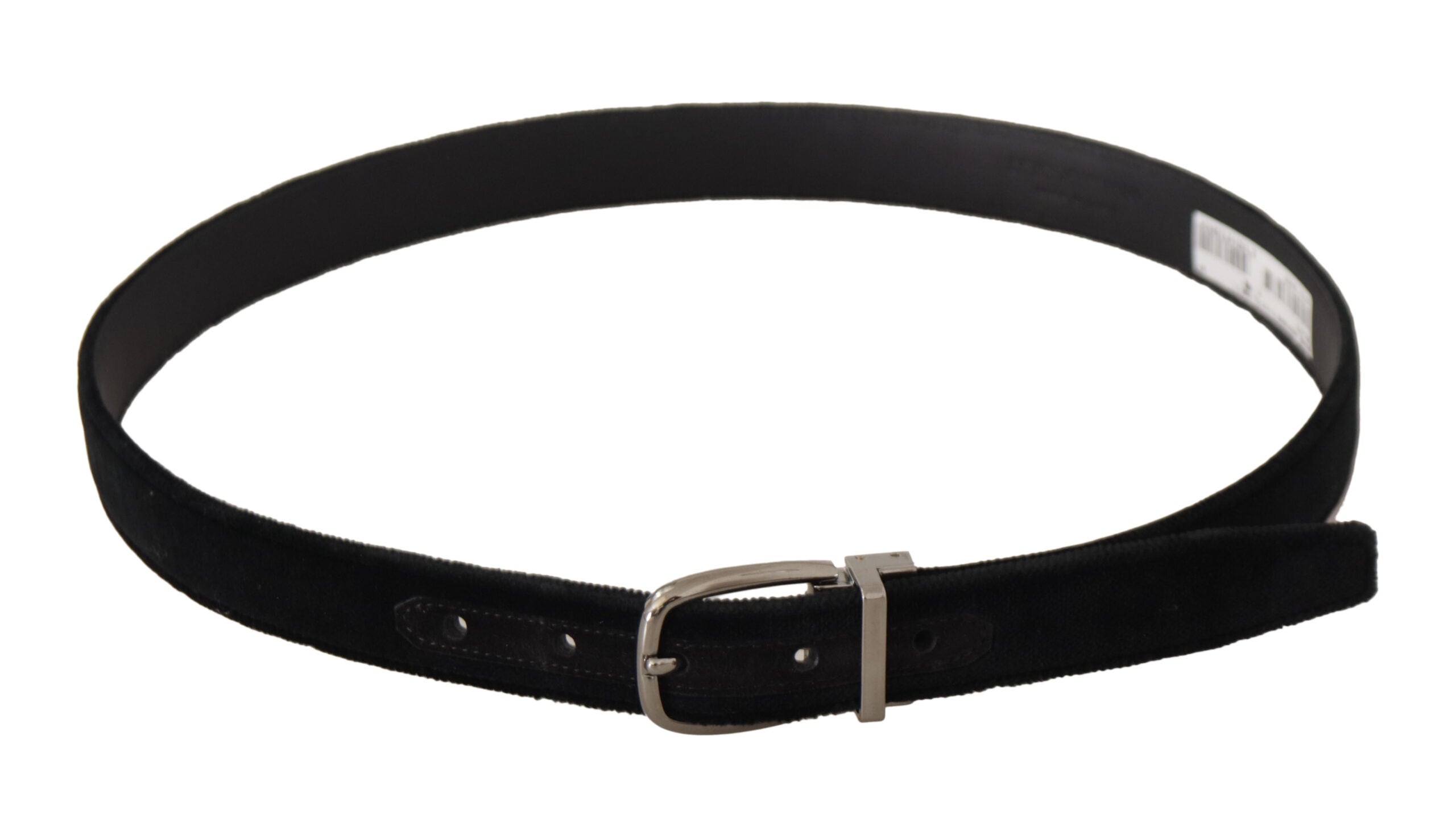 Dolce & Gabbana Elegant Black Velvet Engraved Buckle Belt - Luksusmuotia Dolce & Gabbana - Tutustu YVES JAVANNI® 