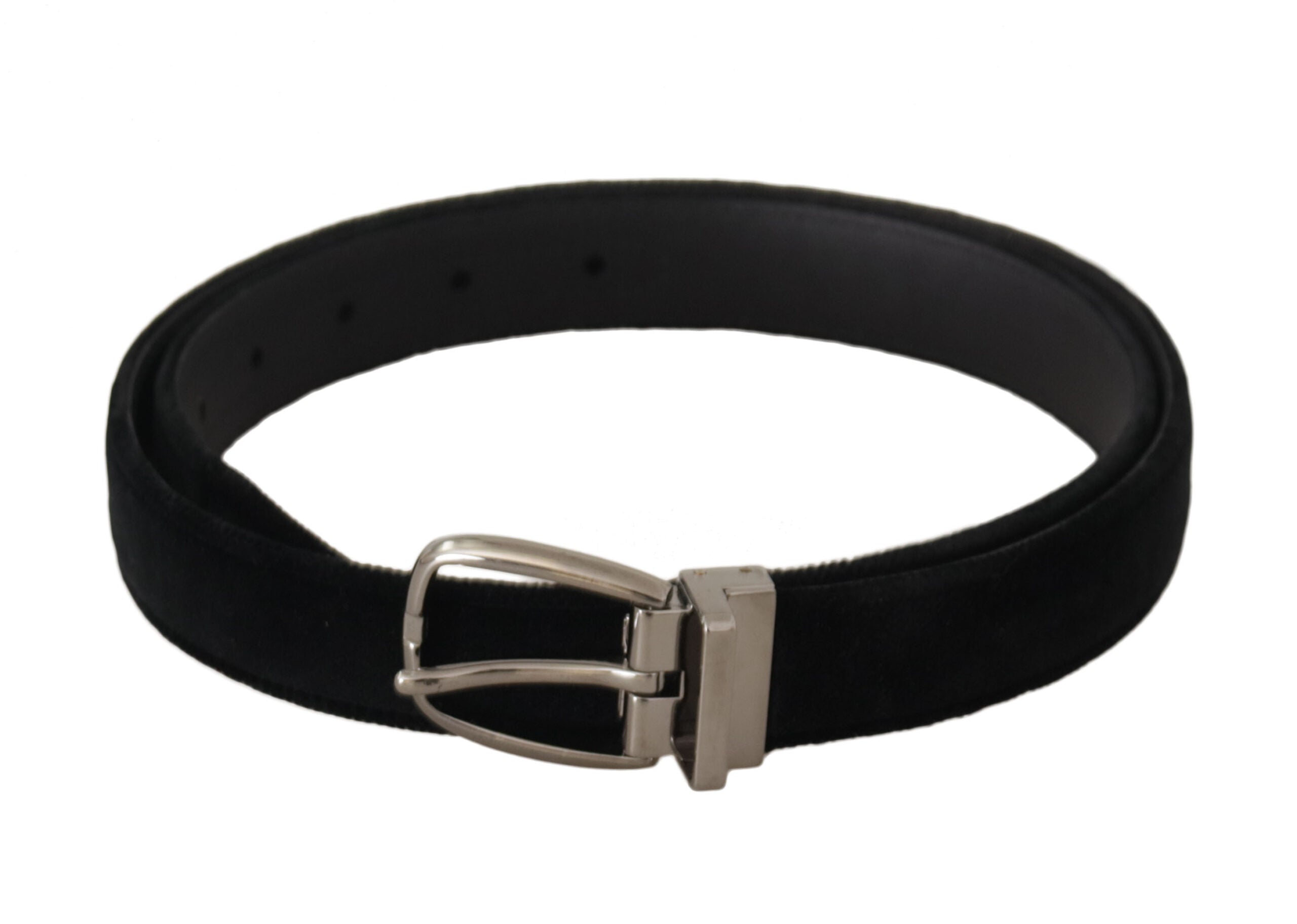 Dolce & Gabbana Elegant Black Velvet Engraved Buckle Belt - Luksusmuotia Dolce & Gabbana - Tutustu YVES JAVANNI® 