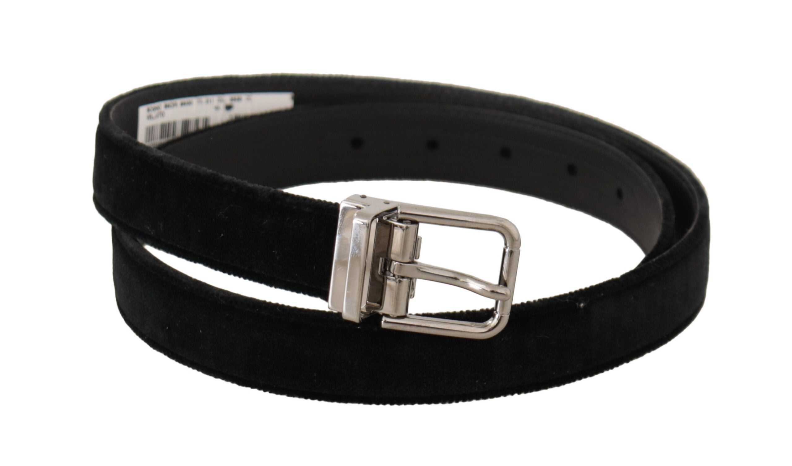 Dolce & Gabbana Elegant Black Velvet Designer Belt - Luksusmuotia Dolce & Gabbana - Tutustu YVES JAVANNI® 