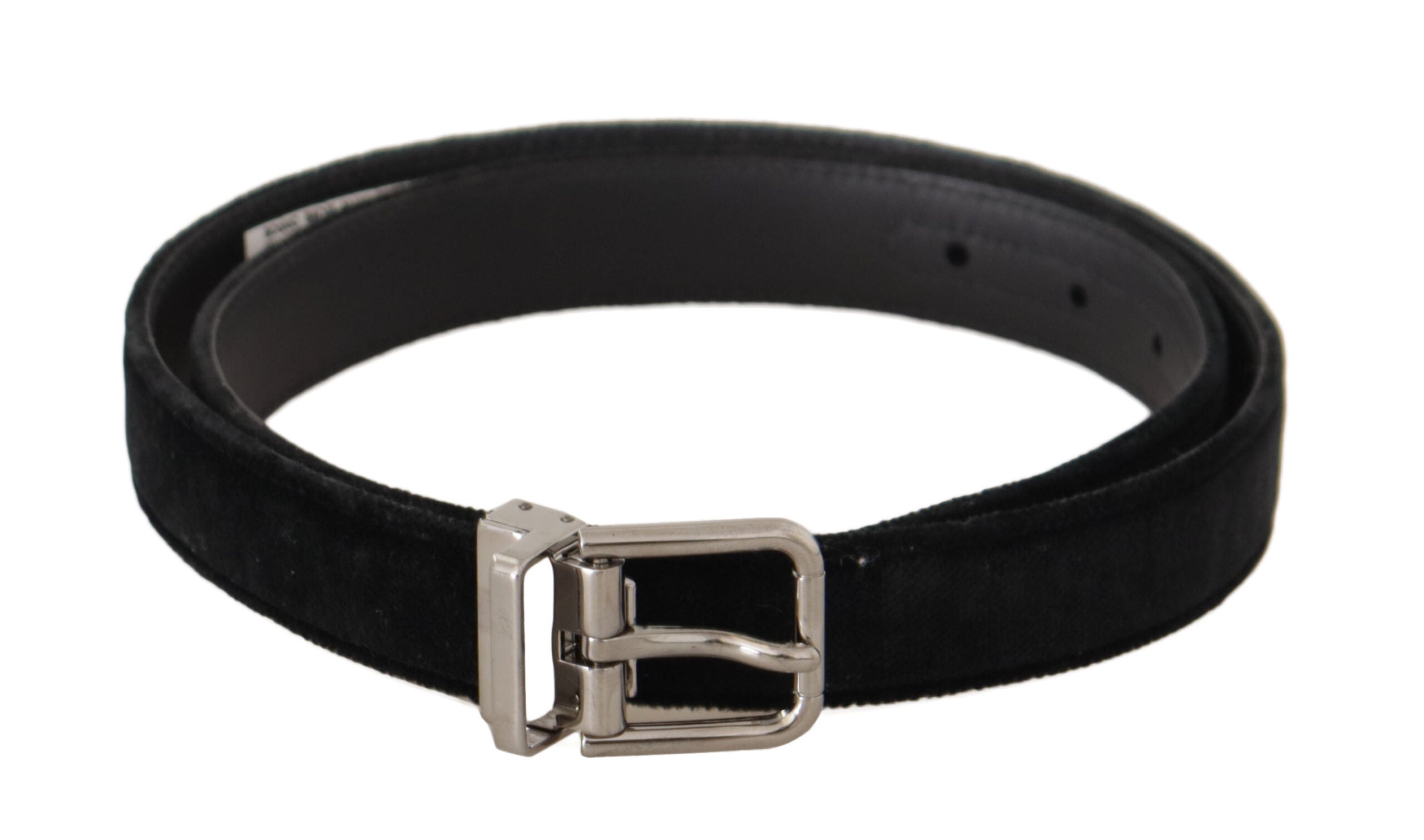 Dolce & Gabbana Elegant Black Velvet Designer Belt - Luksusmuotia Dolce & Gabbana - Tutustu YVES JAVANNI® 